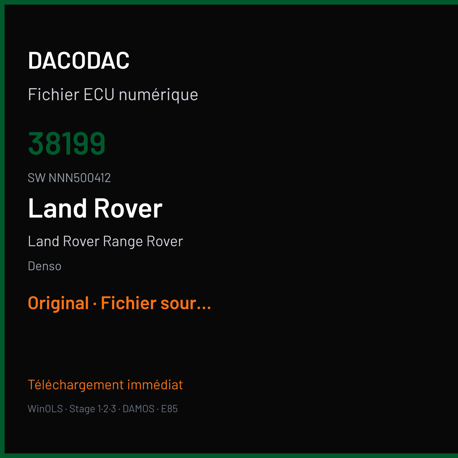 Land Rover Range Rover 385 ch — Denso — 38199 · NNN500412 · MB279700-9xxx — Original