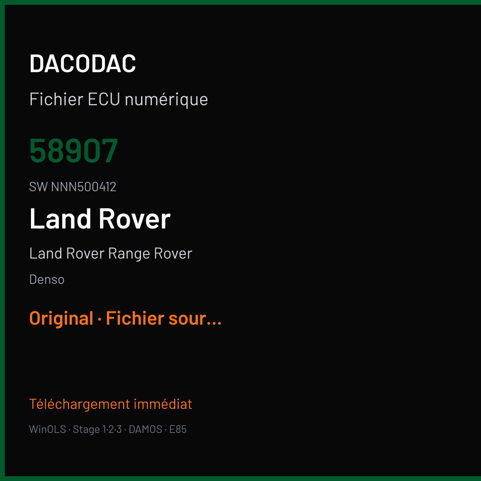 Land Rover Range Rover — Denso — 58907 · NNN500412 — Original