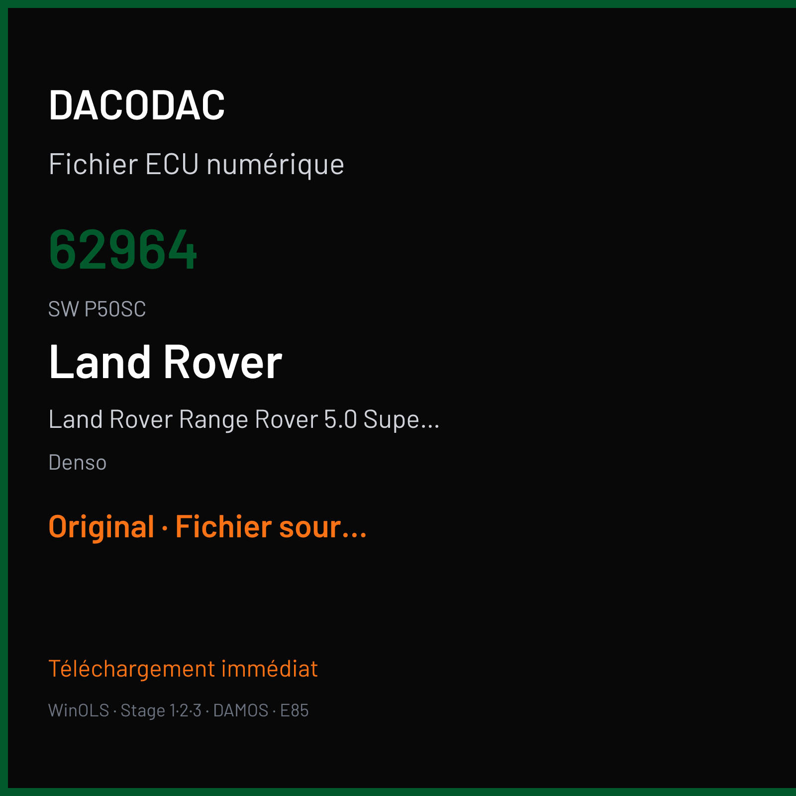 Land Rover Range Rover 5.0 Supercharged (2012) — Denso — 62964 · P50SC — Original