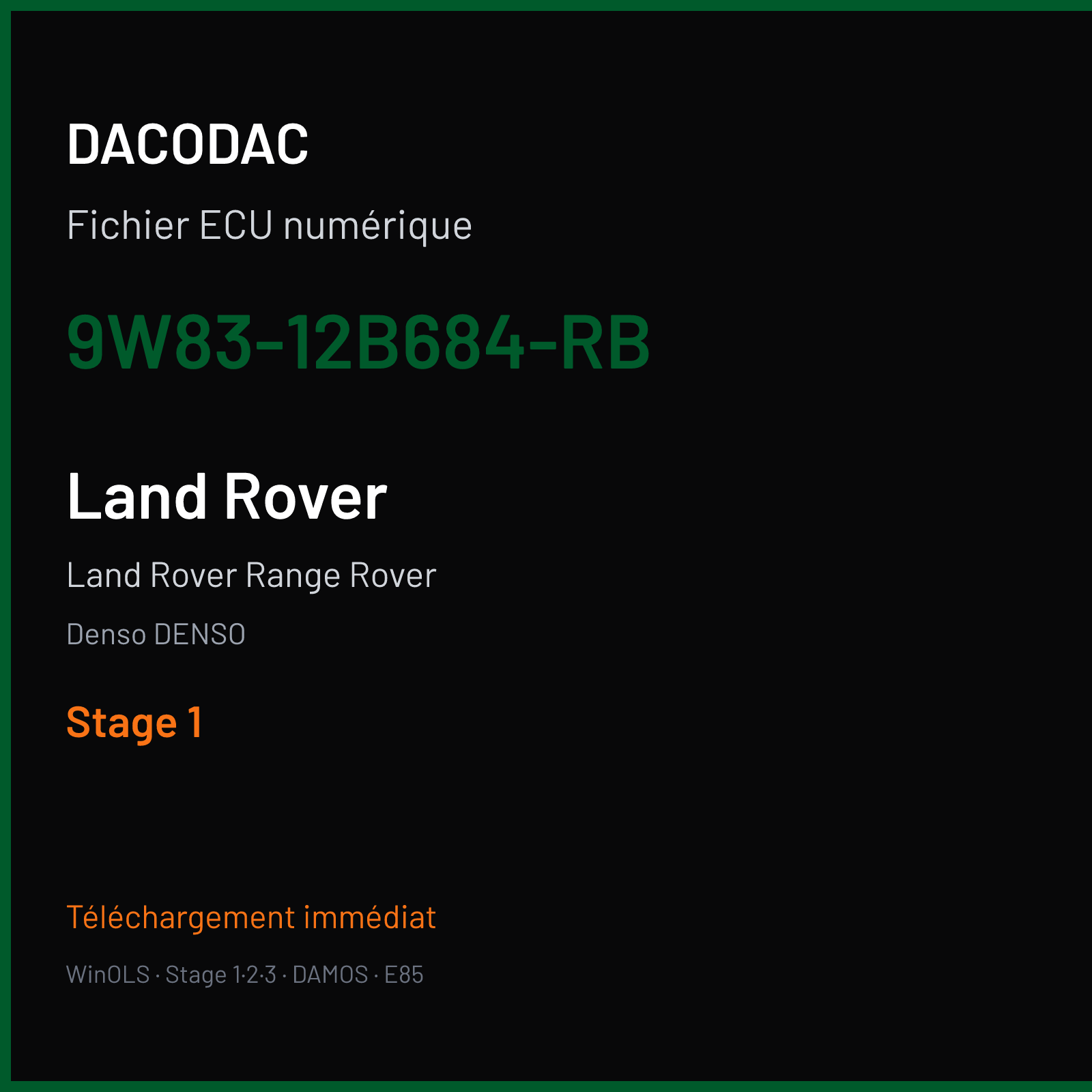Land Rover Range Rover (2012) — Denso DENSO — 9W83-12B684-RB — Stage 1