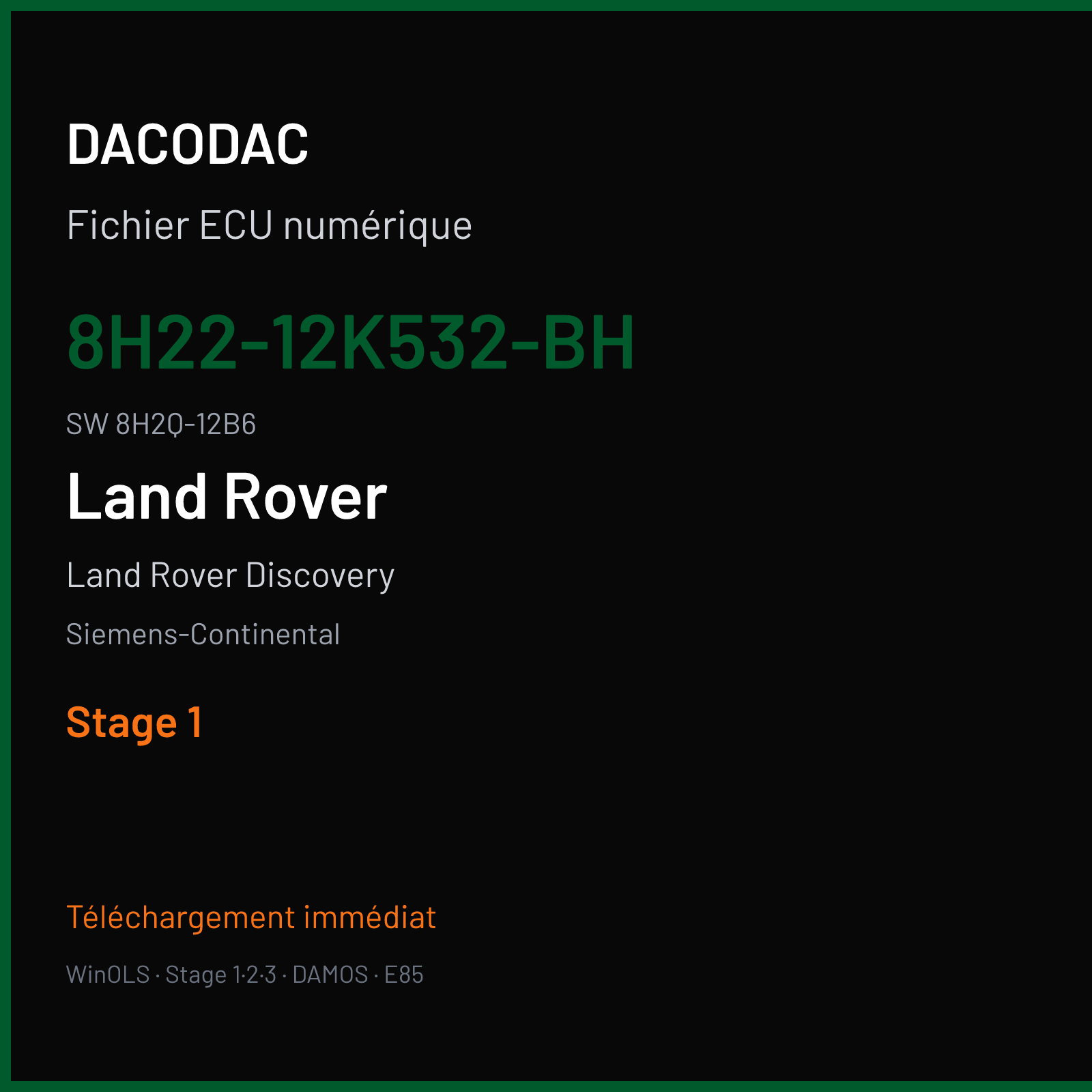 Land Rover Discovery 188 ch — Siemens-Continental — 8H22-12K532-BH · 8H2Q-12B6 · LP140K1000000 — Stage 1