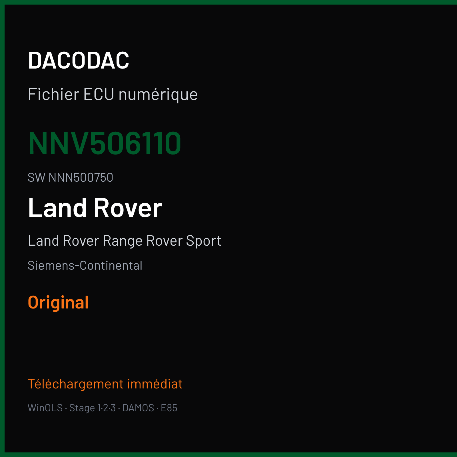 Land Rover Range Rover Sport 190 ch — Siemens-Continental — NNV506110 · NNN500750 · LP0B1A8000000 — Original