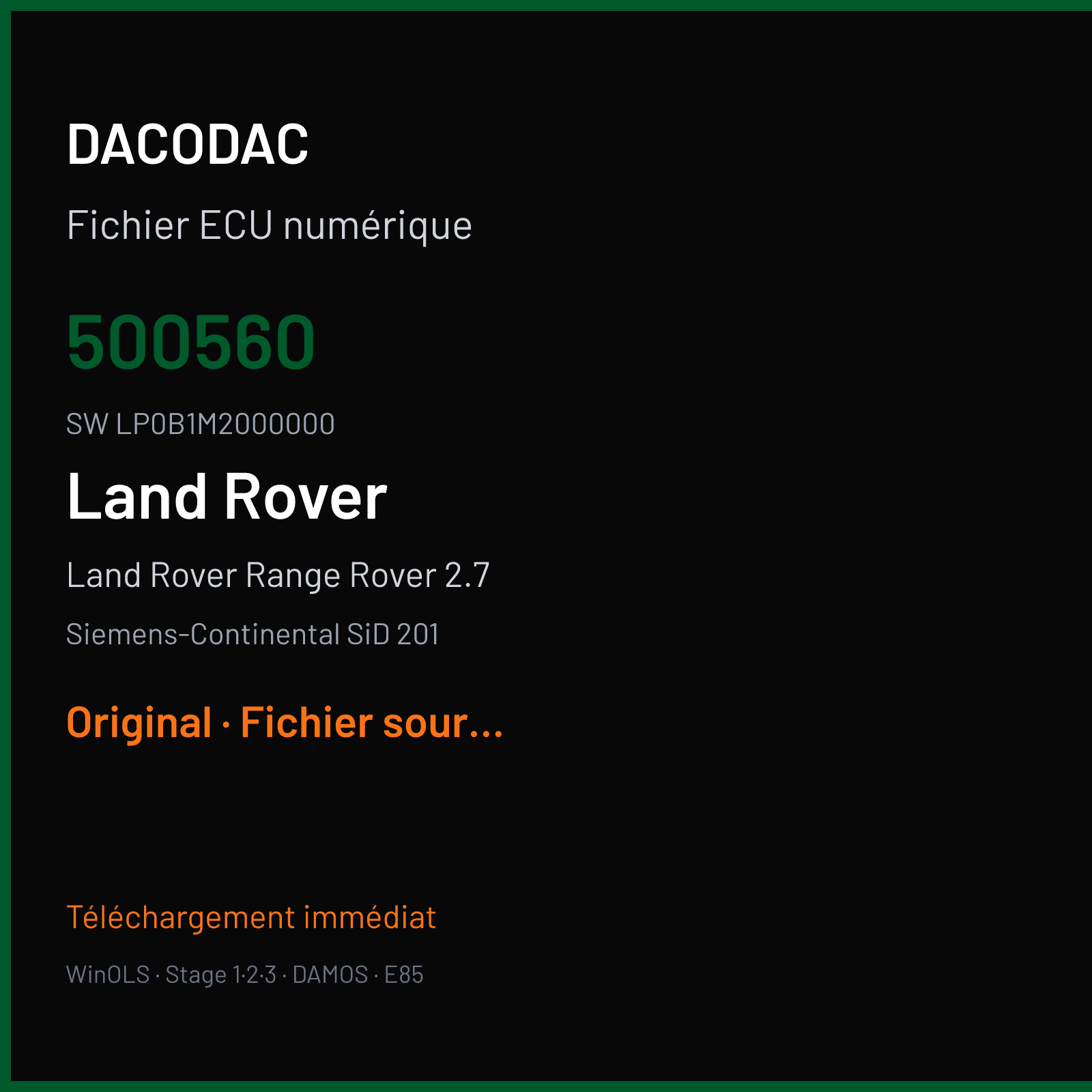Land Rover Range Rover 2.7 (2005) — Siemens-Continental SiD 201 — 500560 · LP0B1M2000000 — Original