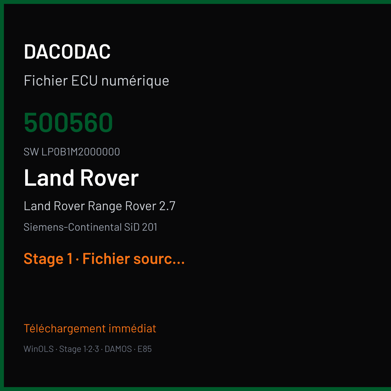 Land Rover Range Rover 2.7 (2005) — Siemens-Continental SiD 201 — 500560 · LP0B1M2000000 — Stage 1
