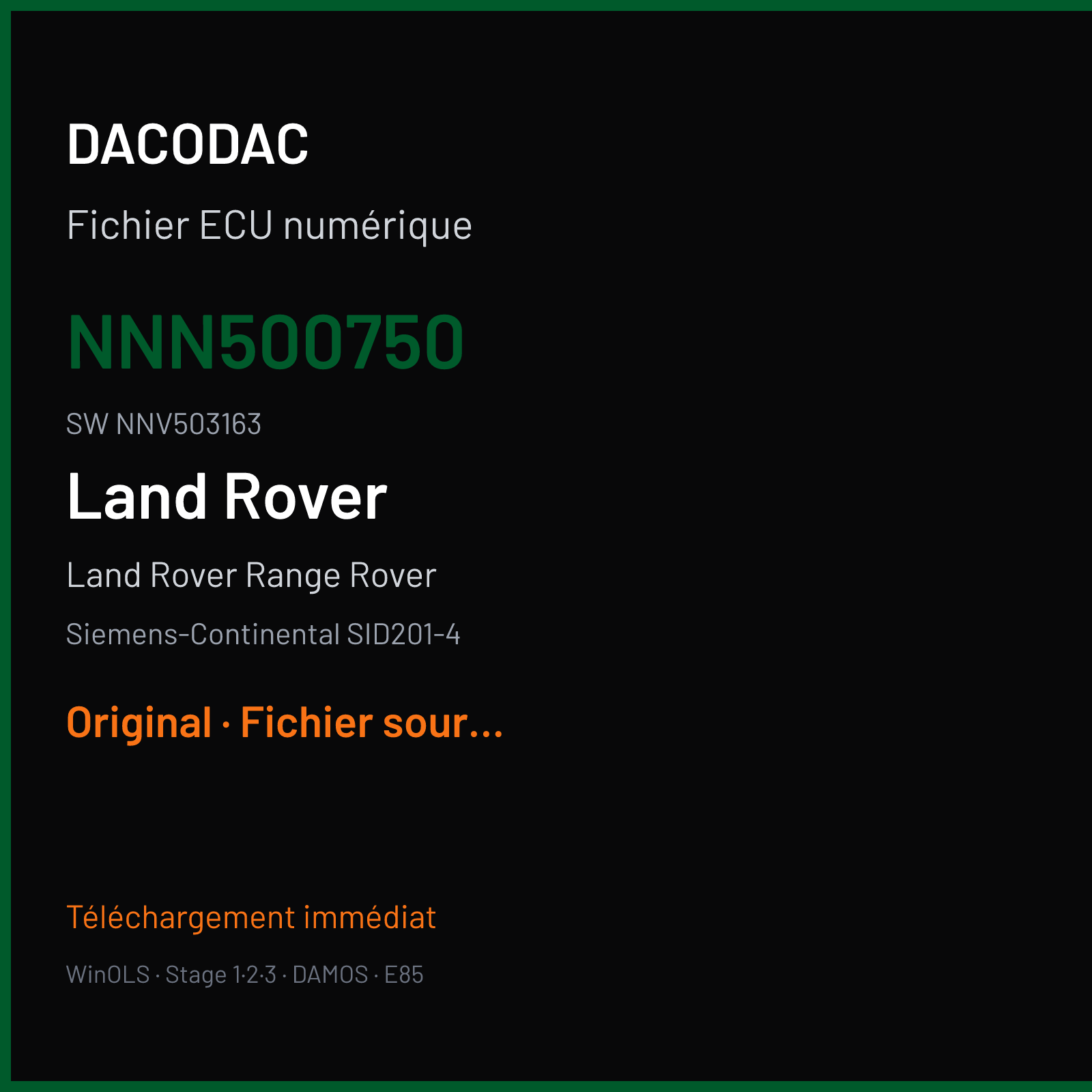 Land Rover Range Rover (2005) — Siemens-Continental SID201-4 — NNN500750 · NNV503163 — Original