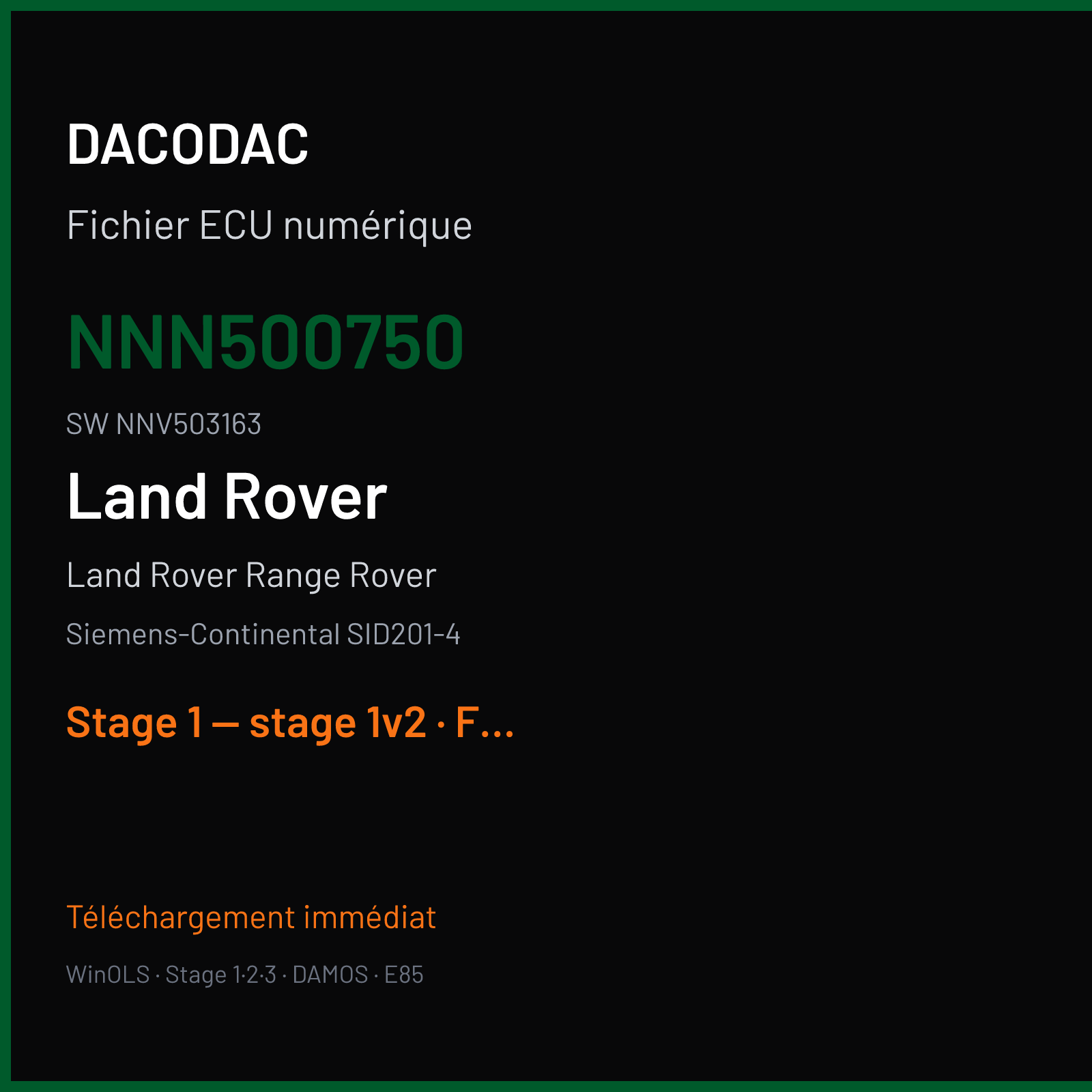 Land Rover Range Rover (2005) — Siemens-Continental SID201-4 — NNN500750 · NNV503163 — Stage 1 — stage 1v2