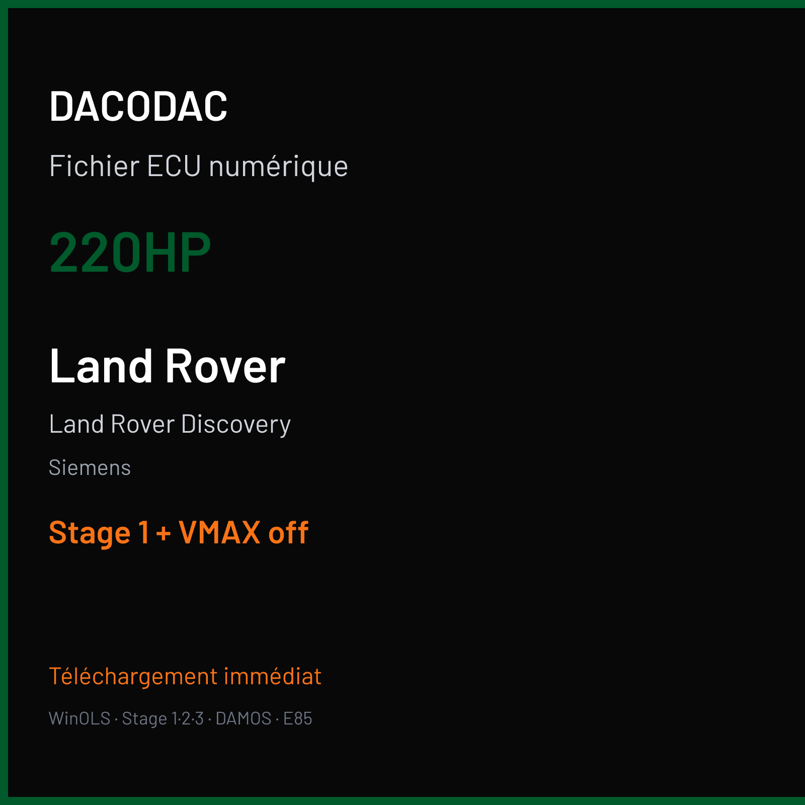 Land Rover Discovery (2010) — Siemens — 220HP — Stage 1 + VMAX off