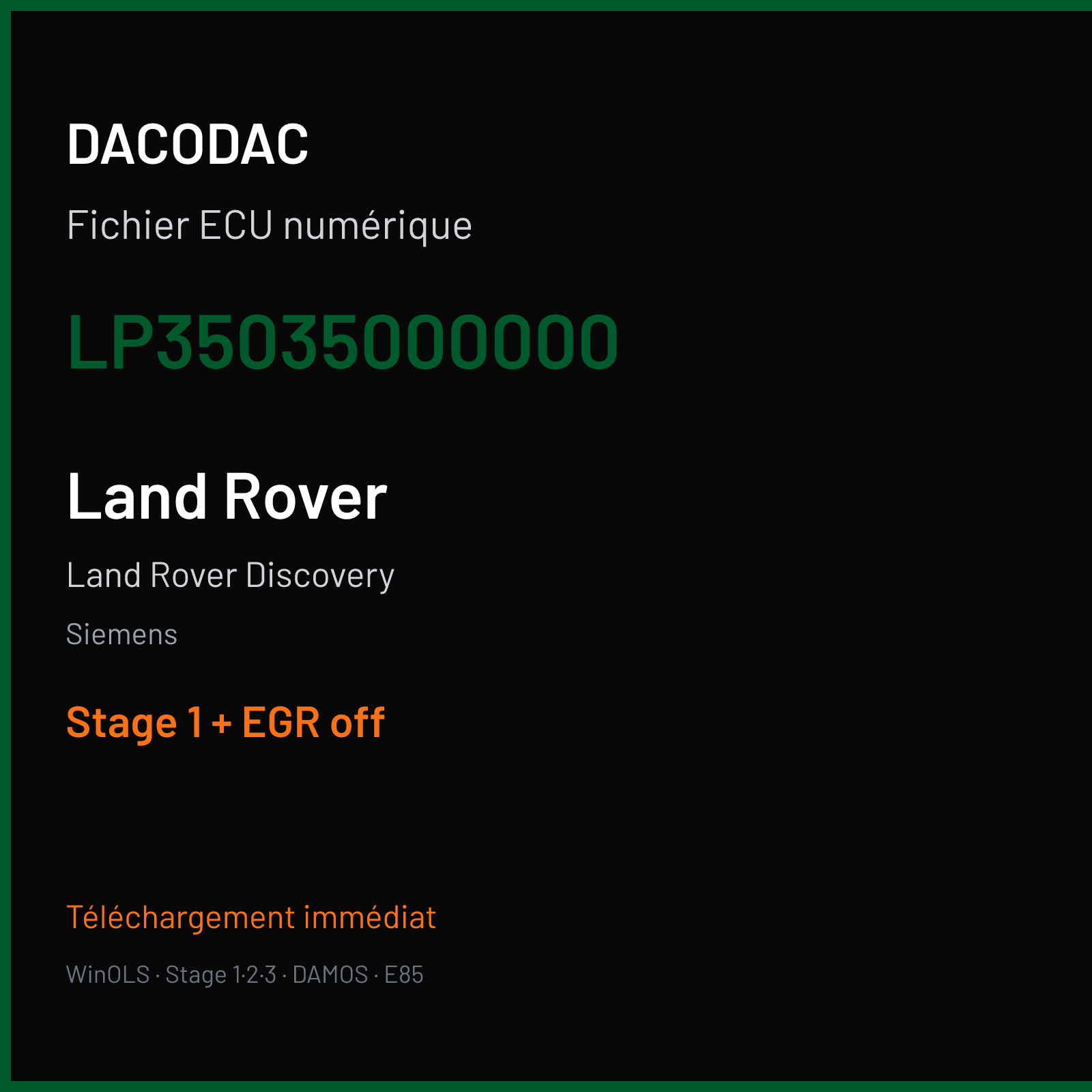 Land Rover Discovery (2010) — Siemens — LP35035000000 — Stage 1 + EGR off