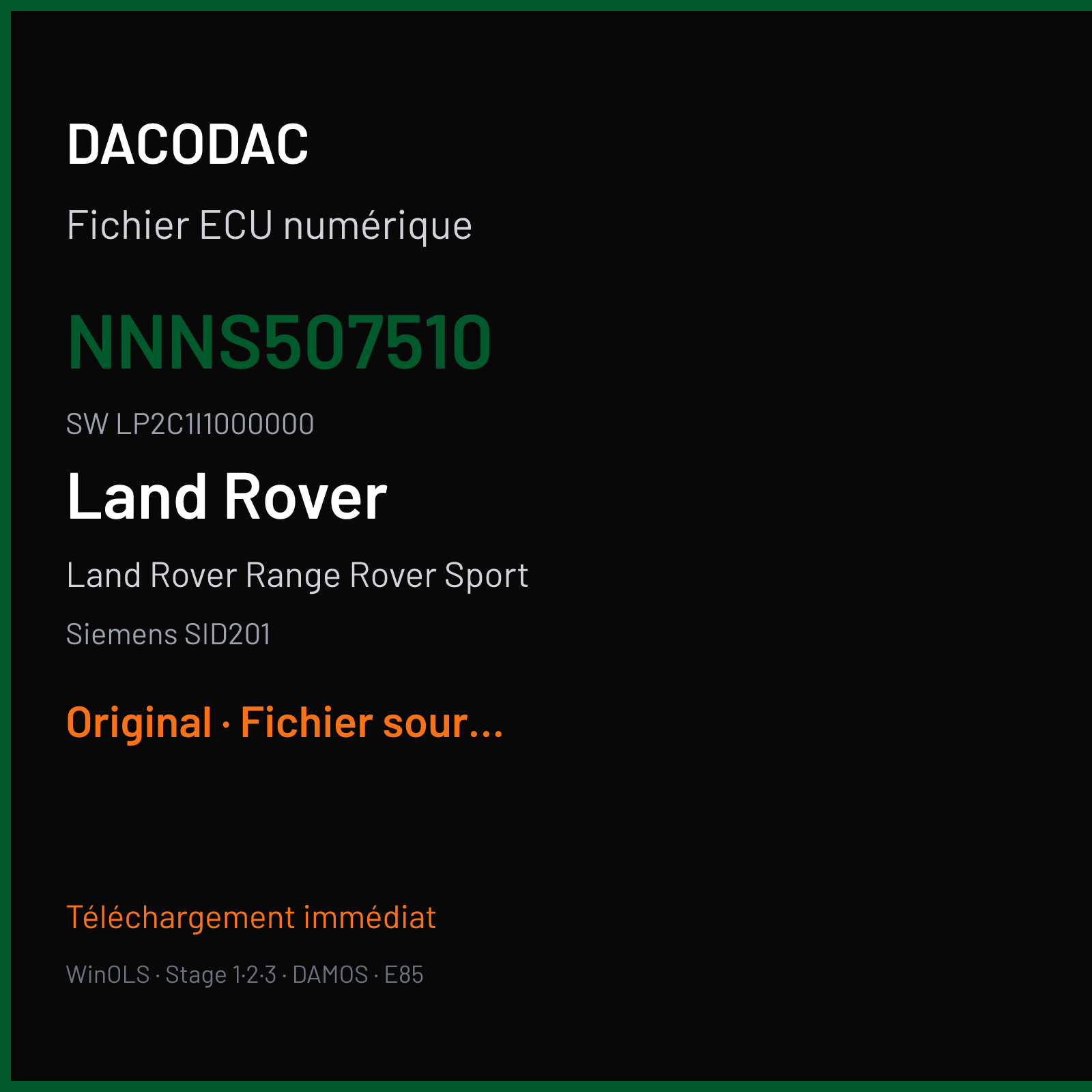 Land Rover Range Rover Sport (2008) — Siemens SID201 — NNNS507510 · LP2C1I1000000 — Original