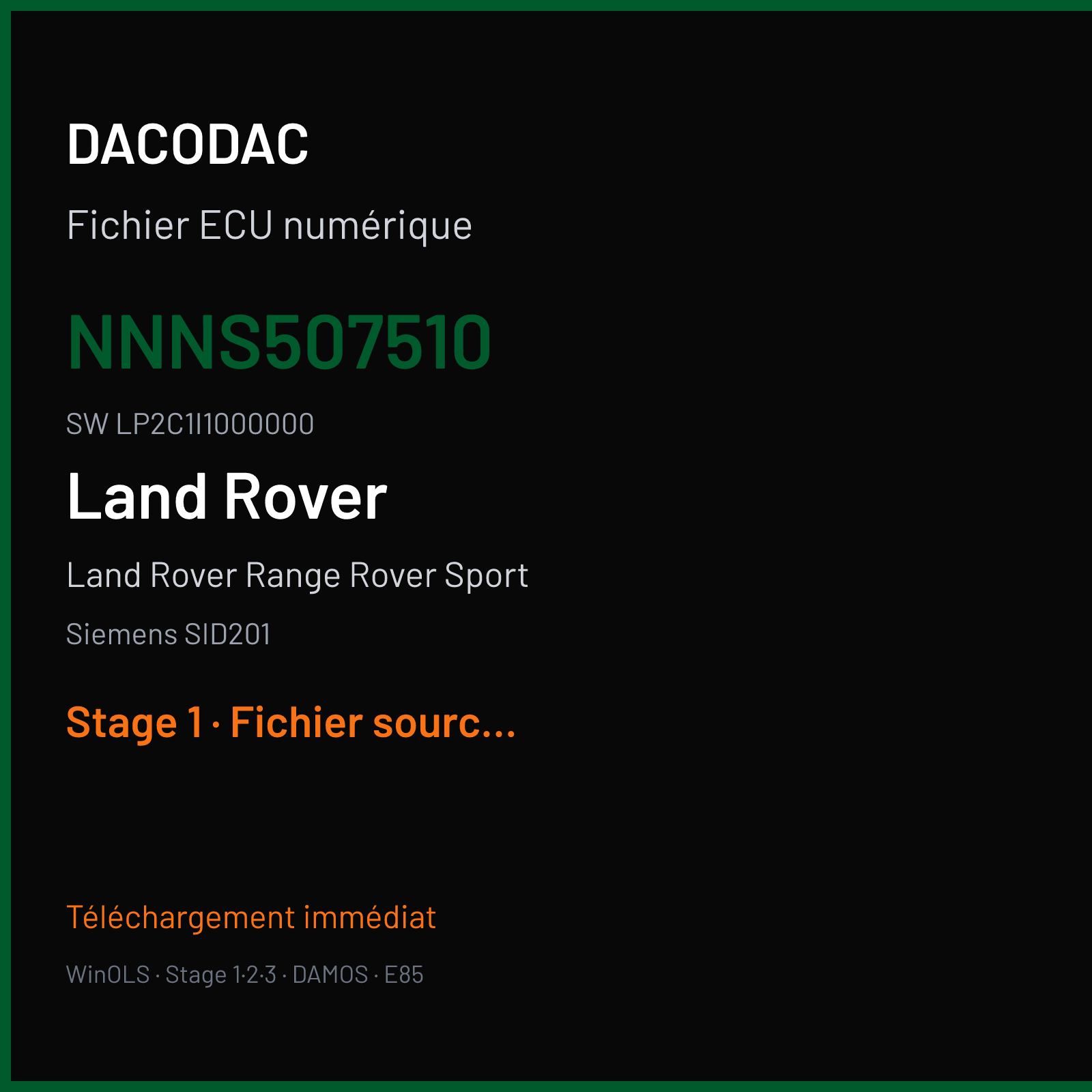 Land Rover Range Rover Sport (2008) — Siemens SID201 — NNNS507510 · LP2C1I1000000 — Stage 1