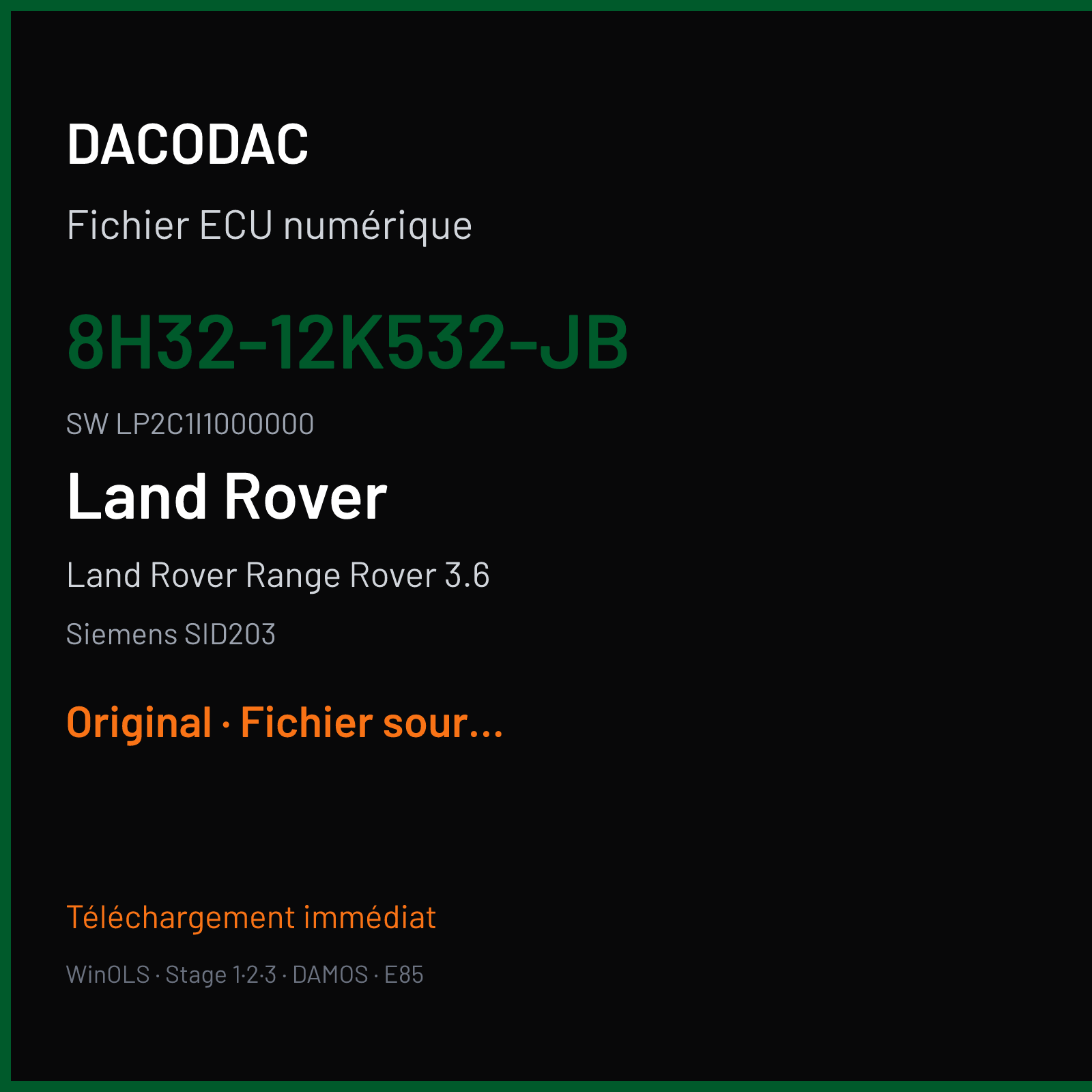 Land Rover Range Rover 3.6 (2007) — Siemens SID203 — 8H32-12K532-JB · LP2C1I1000000 — Original