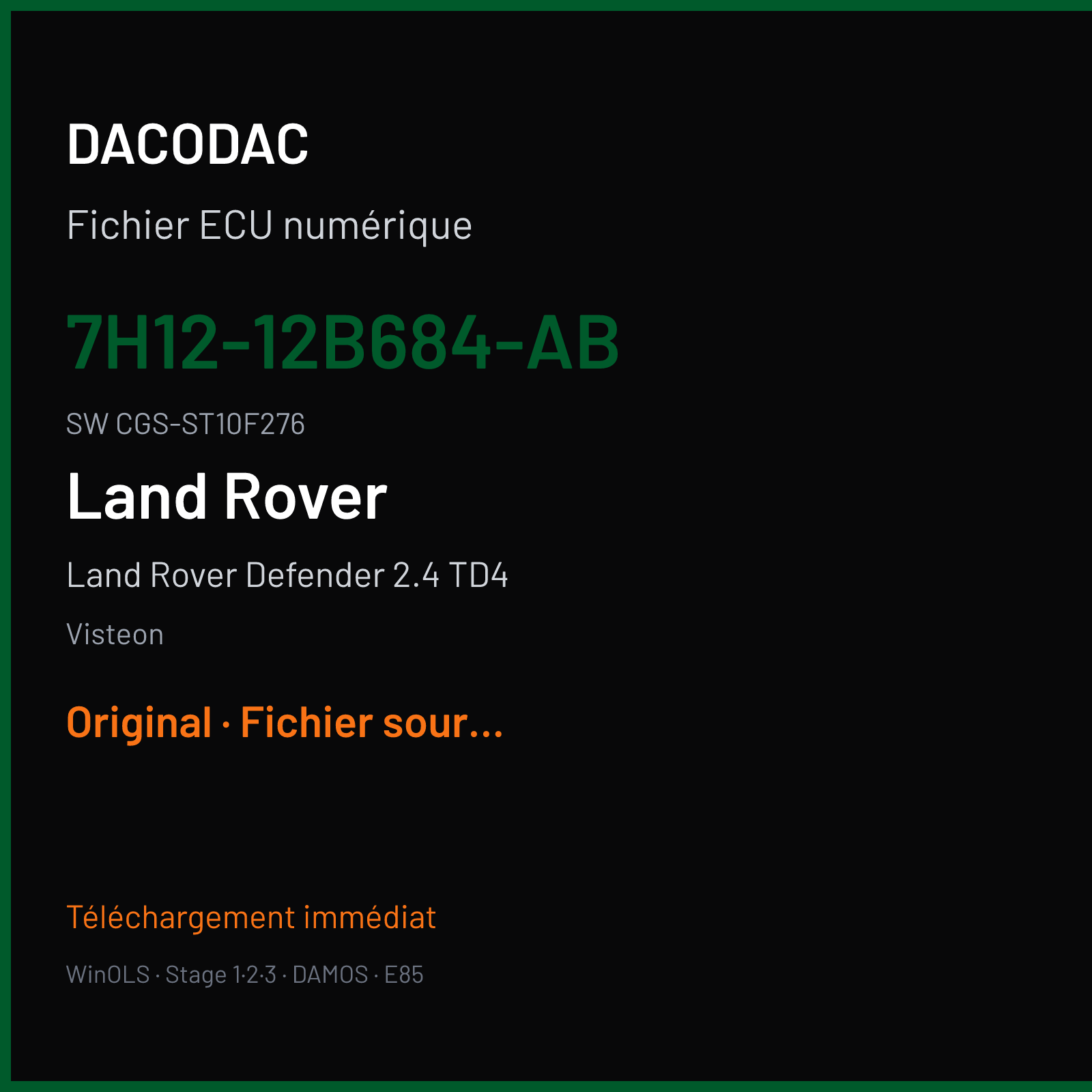 Land Rover Defender 2.4 TD4 (2009) — Visteon — 7H12-12B684-AB · CGS-ST10F276 — Original