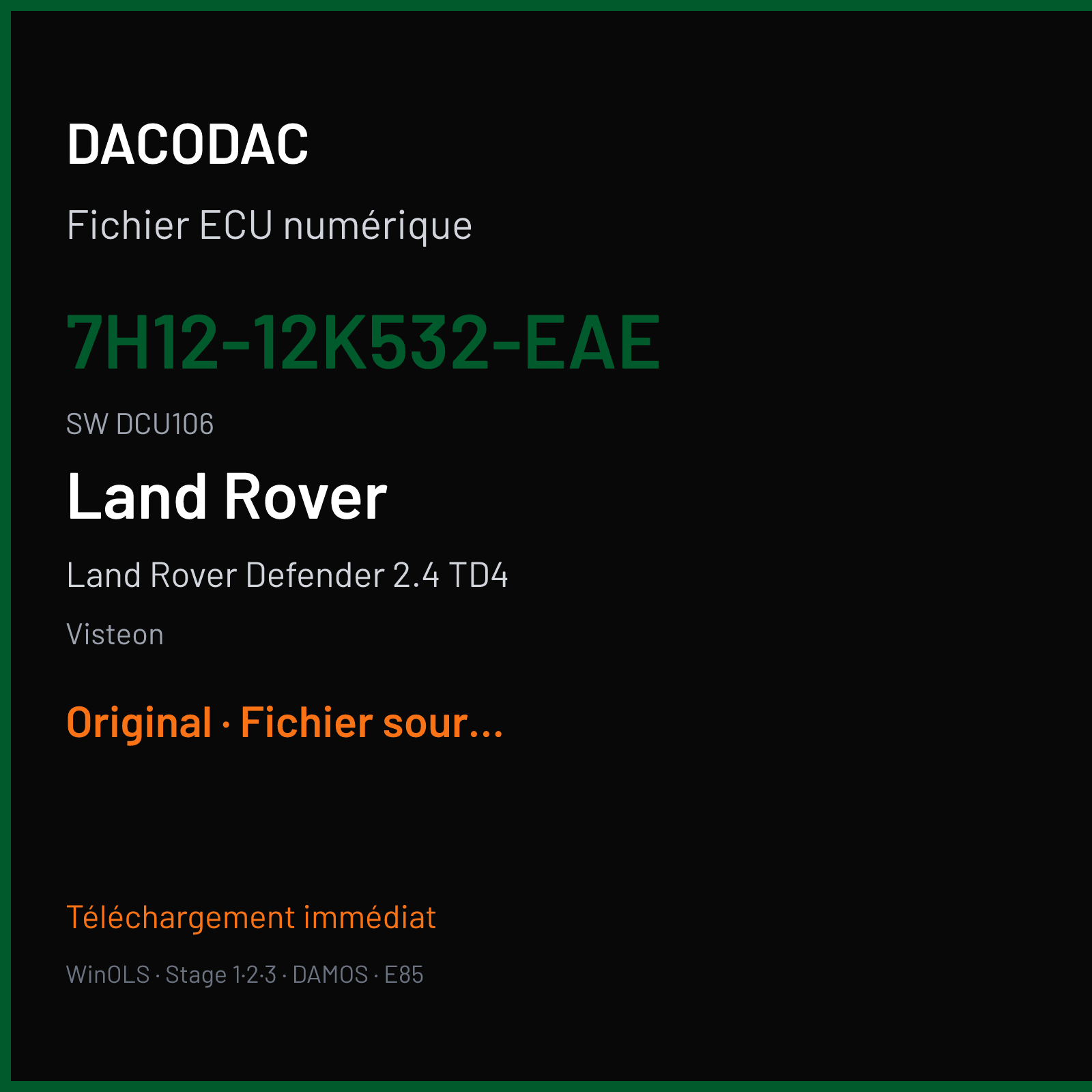 Land Rover Defender 2.4 TD4 (2008) — Visteon — 7H12-12K532-EAE · DCU106 — Original