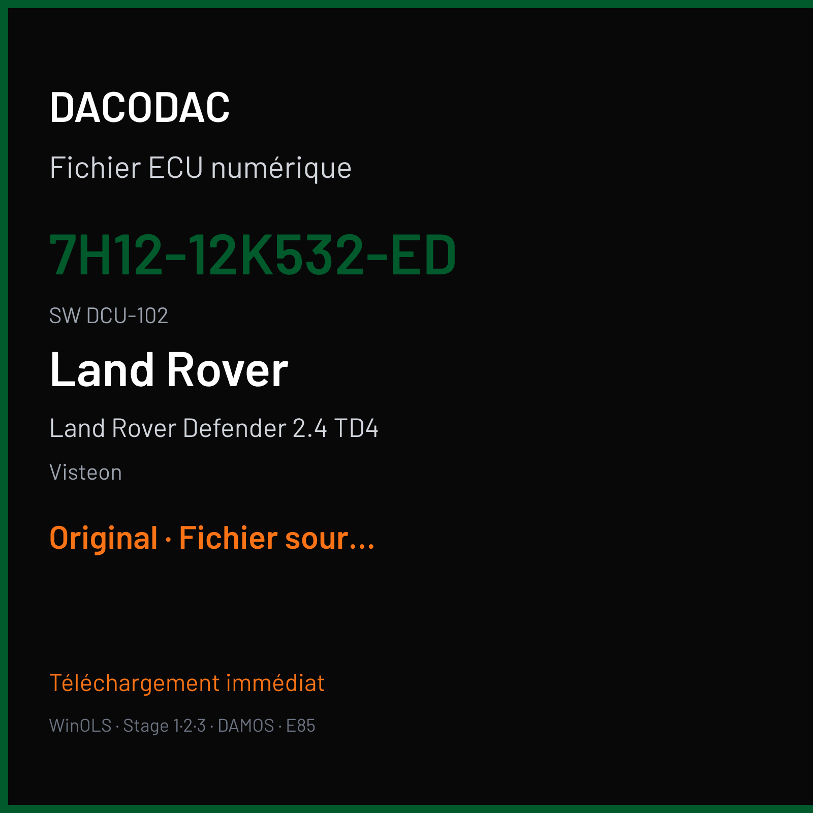 Land Rover Defender 2.4 TD4 (2009) — Visteon — 7H12-12K532-ED · DCU-102 — Original