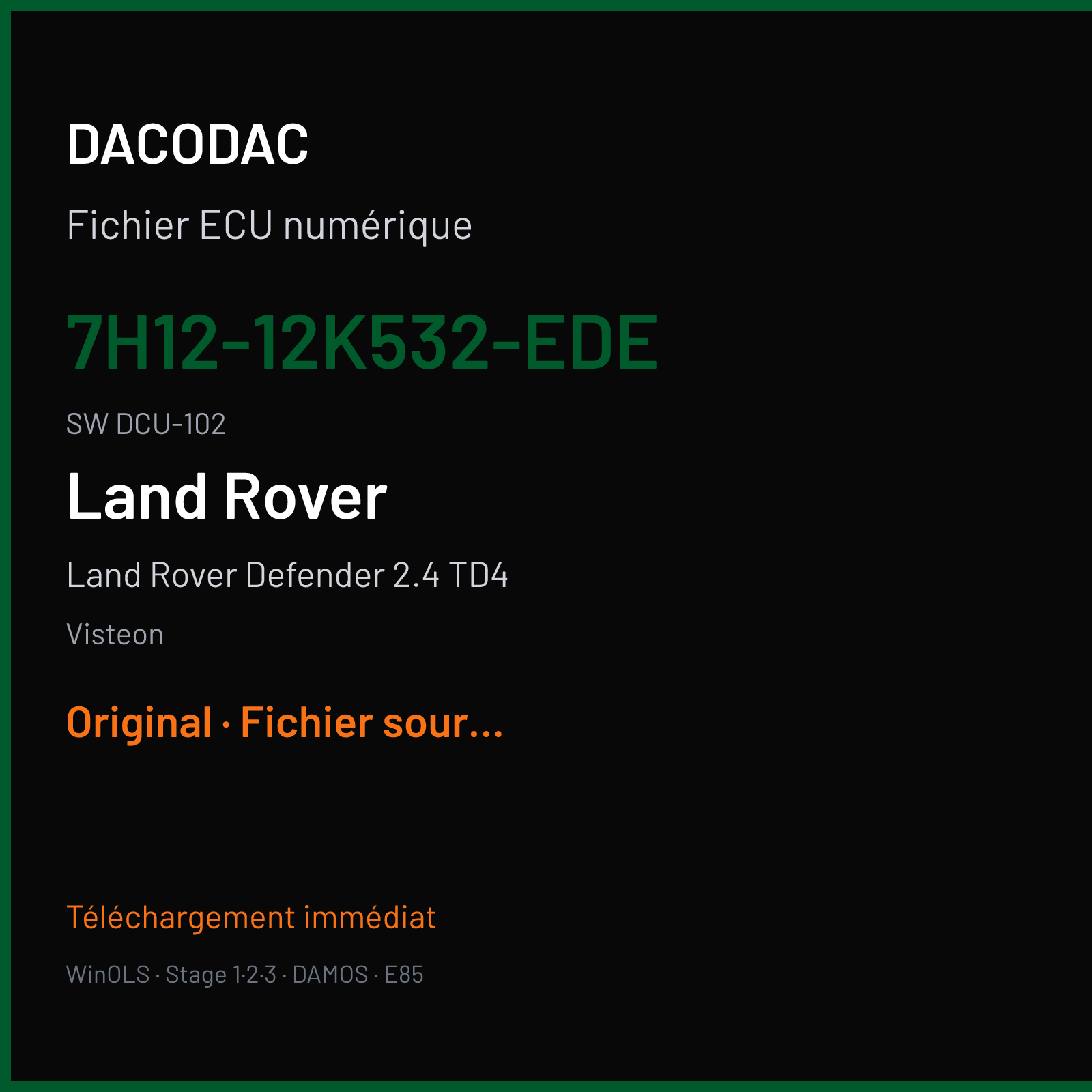 Land Rover Defender 2.4 TD4 (2008) — Visteon — 7H12-12K532-EDE · DCU-102 — Original