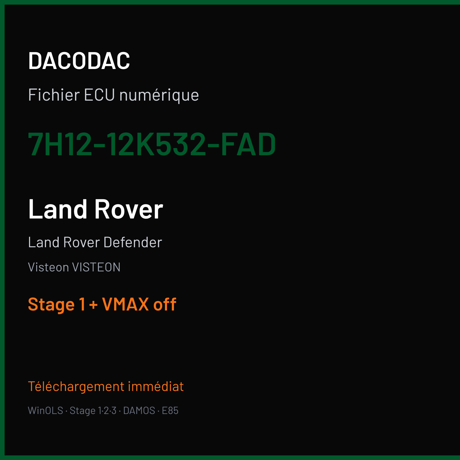 Land Rover Defender (2011) — Visteon VISTEON — 7H12-12K532-FAD — Stage 1 + VMAX off