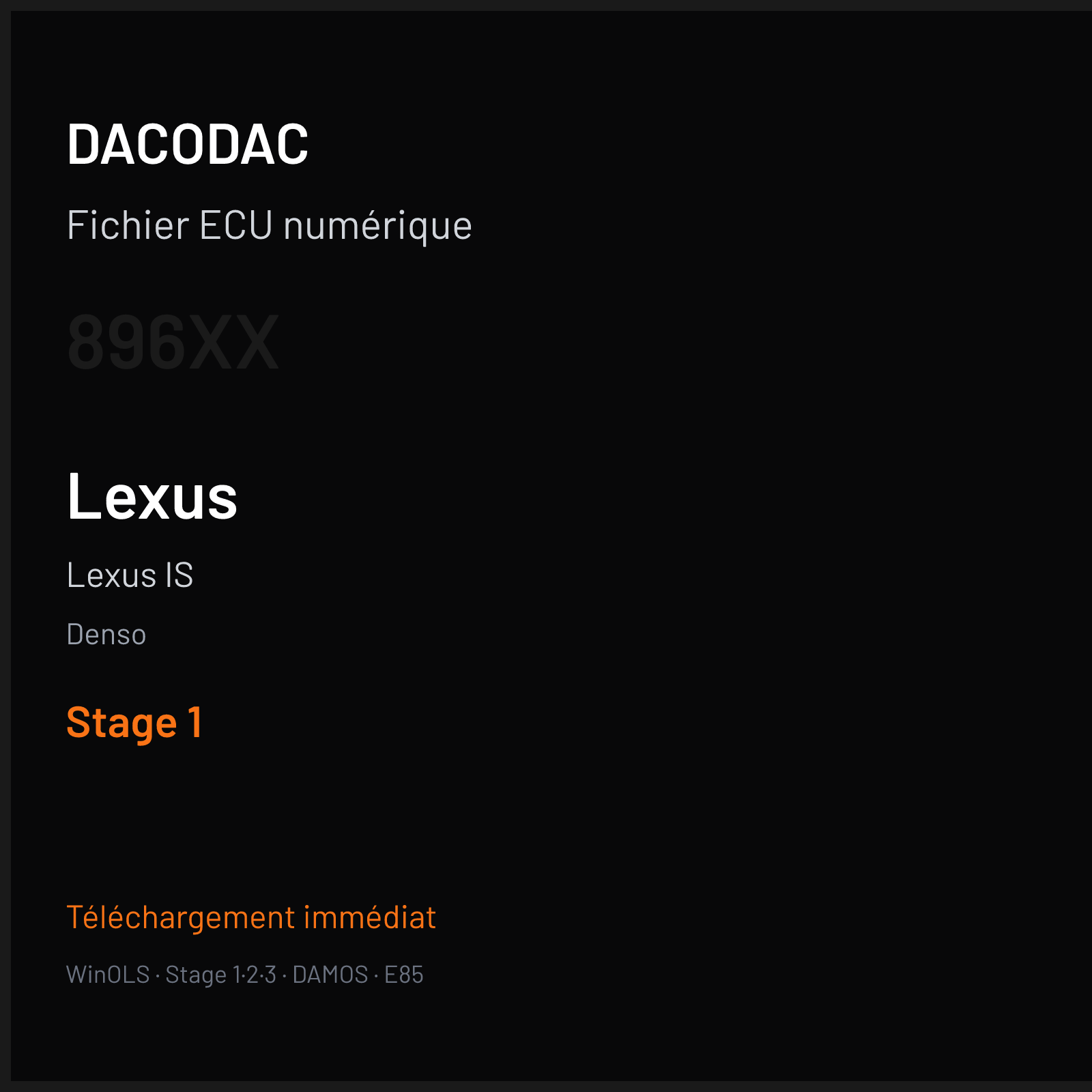 Lexus IS (2007) — Denso — 896XX — Stage 1