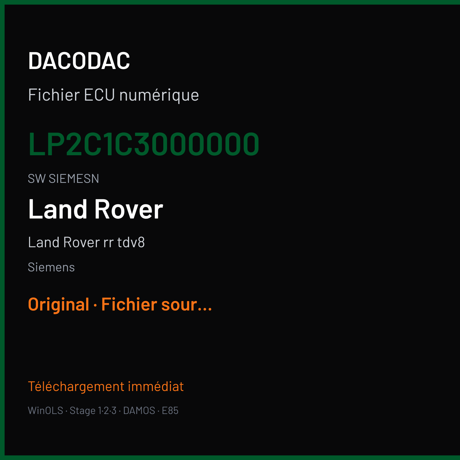 Land Rover rr tdv8 (2007) — Siemens — LP2C1C3000000 · SIEMESN — Original