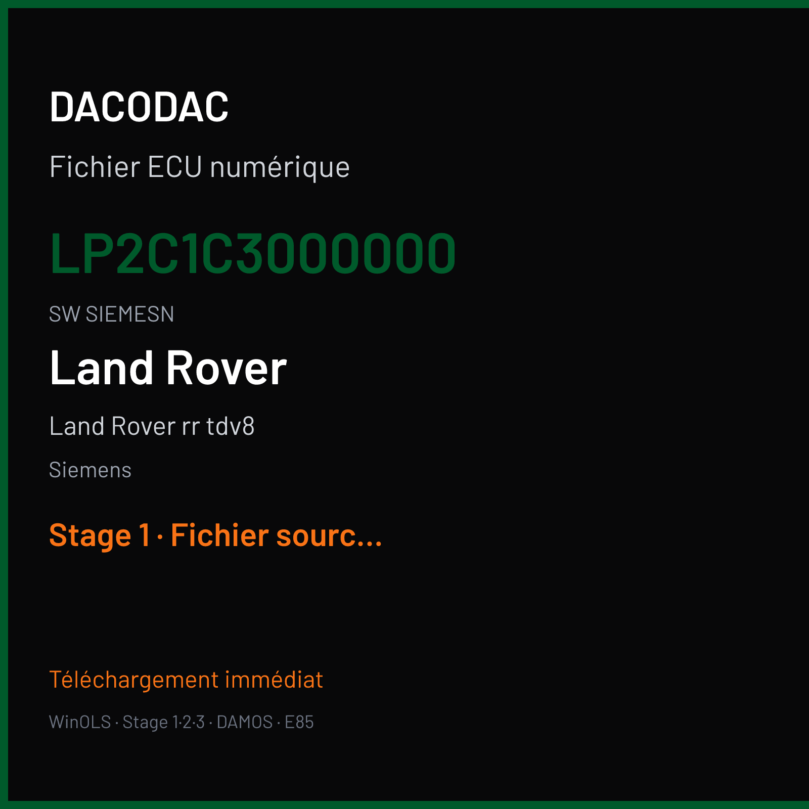 Land Rover rr tdv8 (2007) — Siemens — LP2C1C3000000 · SIEMESN — Stage 1