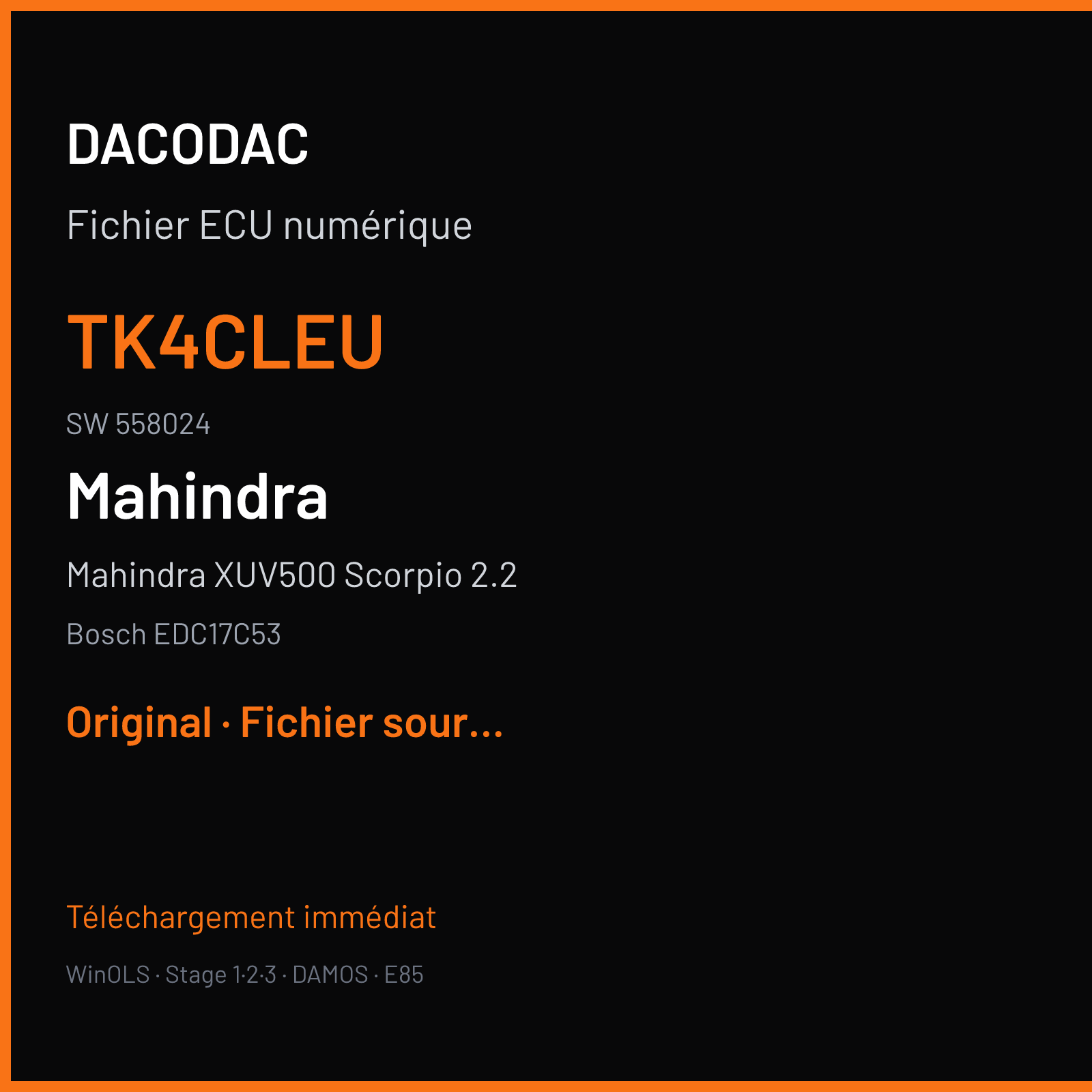 Mahindra XUV500 Scorpio 2.2 (2017) — Bosch EDC17C53 — TK4CLEU · 558024 — Original