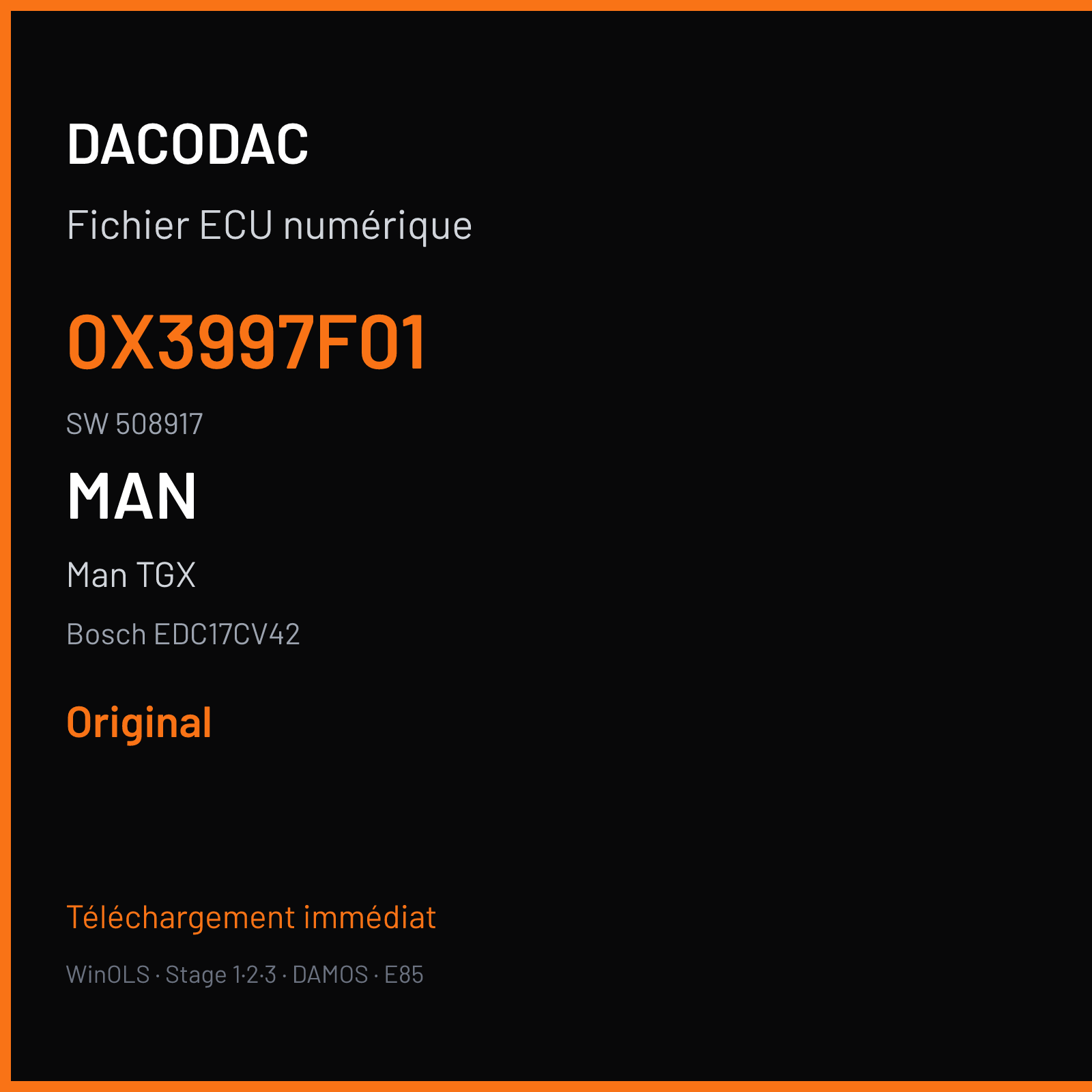 Man TGX (2016) — Bosch EDC17CV42 — 0X3997F01 · 508917 — Original