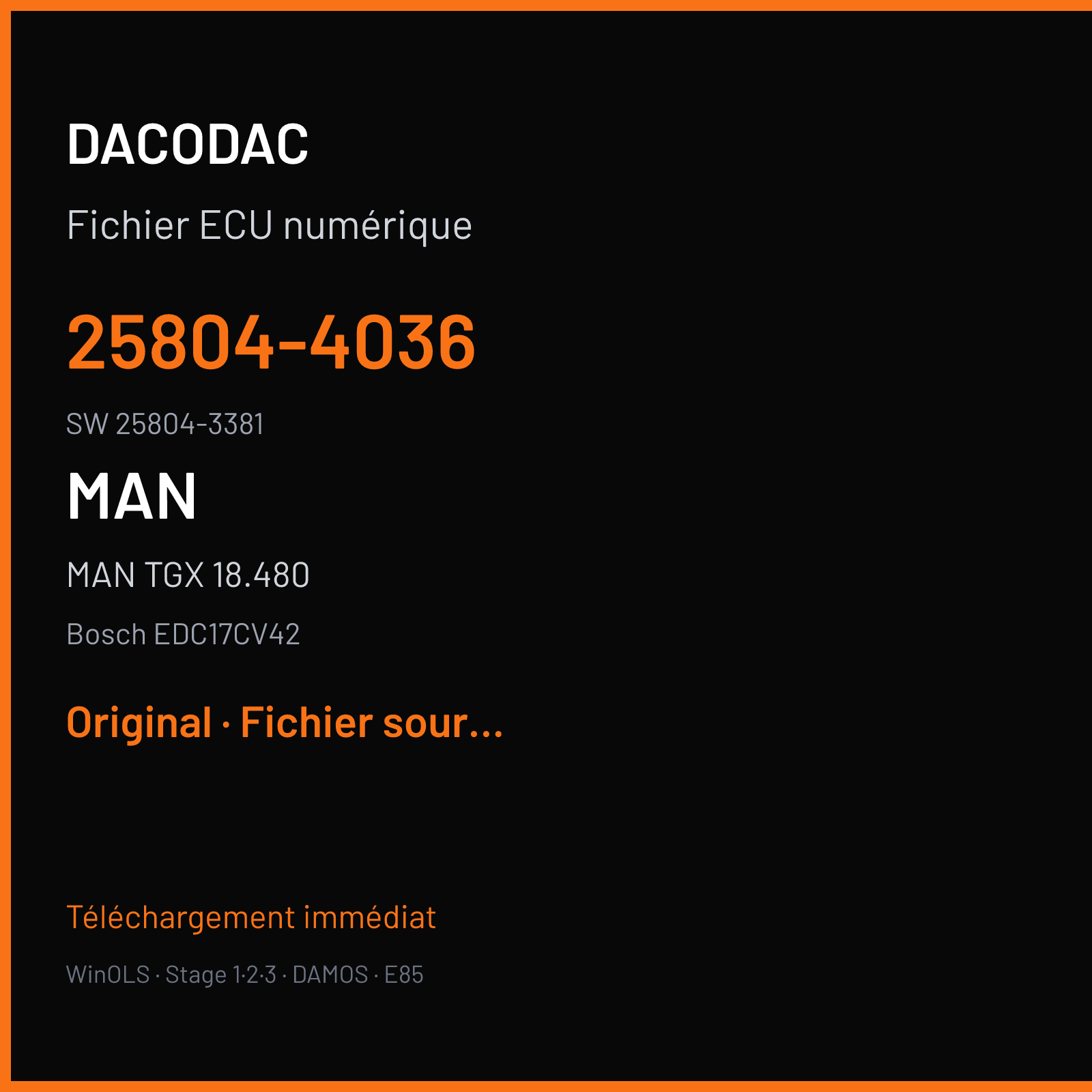 MAN TGX 18.480 (2014) — Bosch EDC17CV42 — 25804-4036 · 25804-3381 — Original