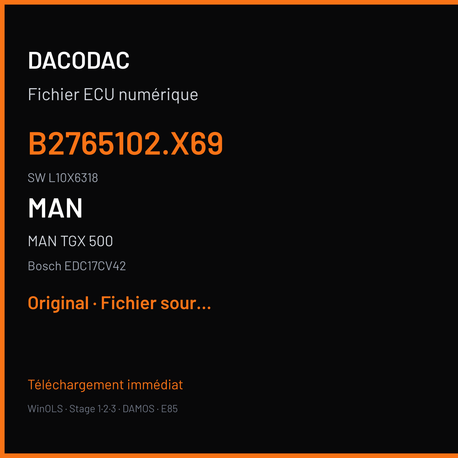 MAN TGX 500 (2017) — Bosch EDC17CV42 — B2765102.X69 · L10X6318 — Original