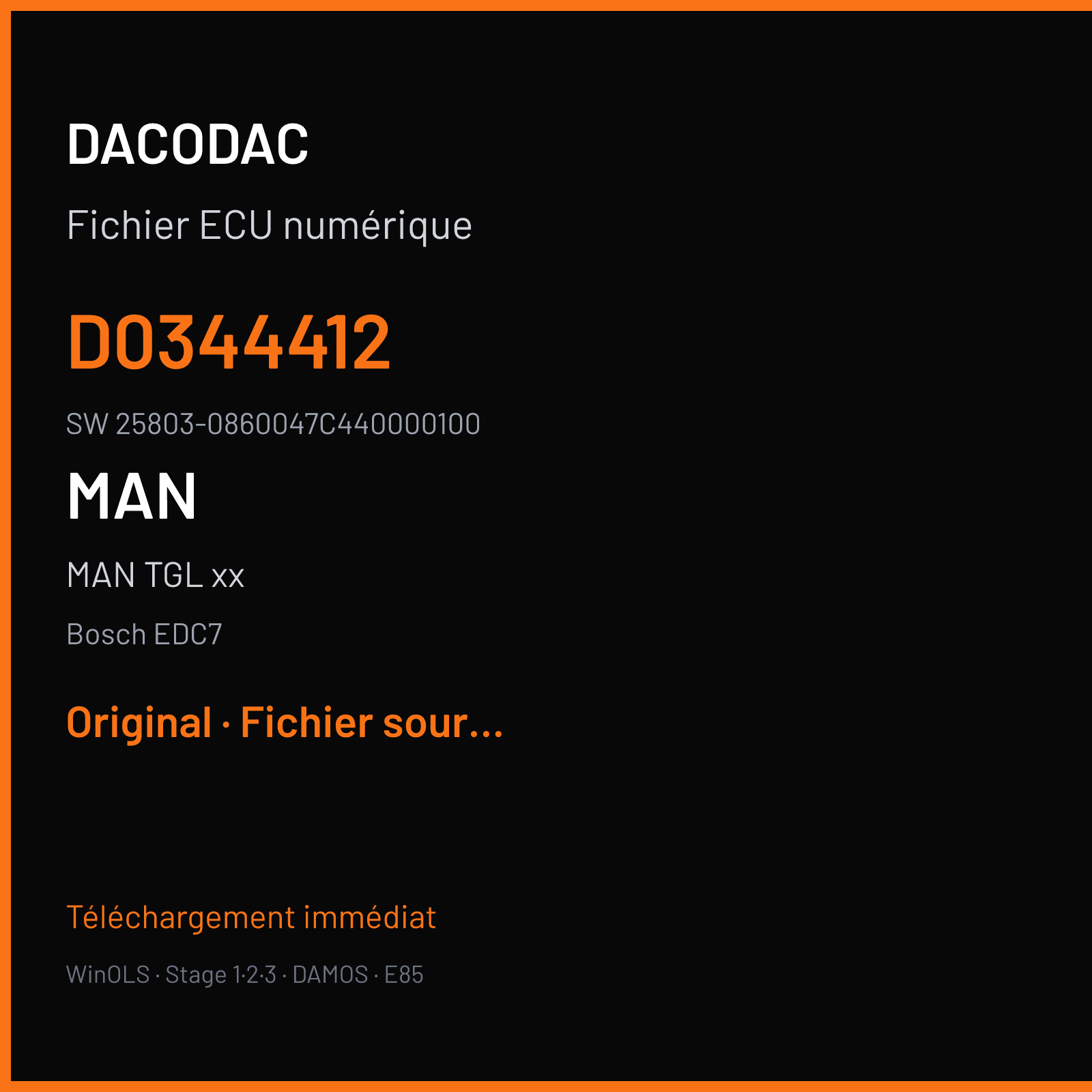 MAN TGL xx (2005) — Bosch EDC7 — D0344412 · 25803-0860047C440000100 · D0834LFL65 — Original