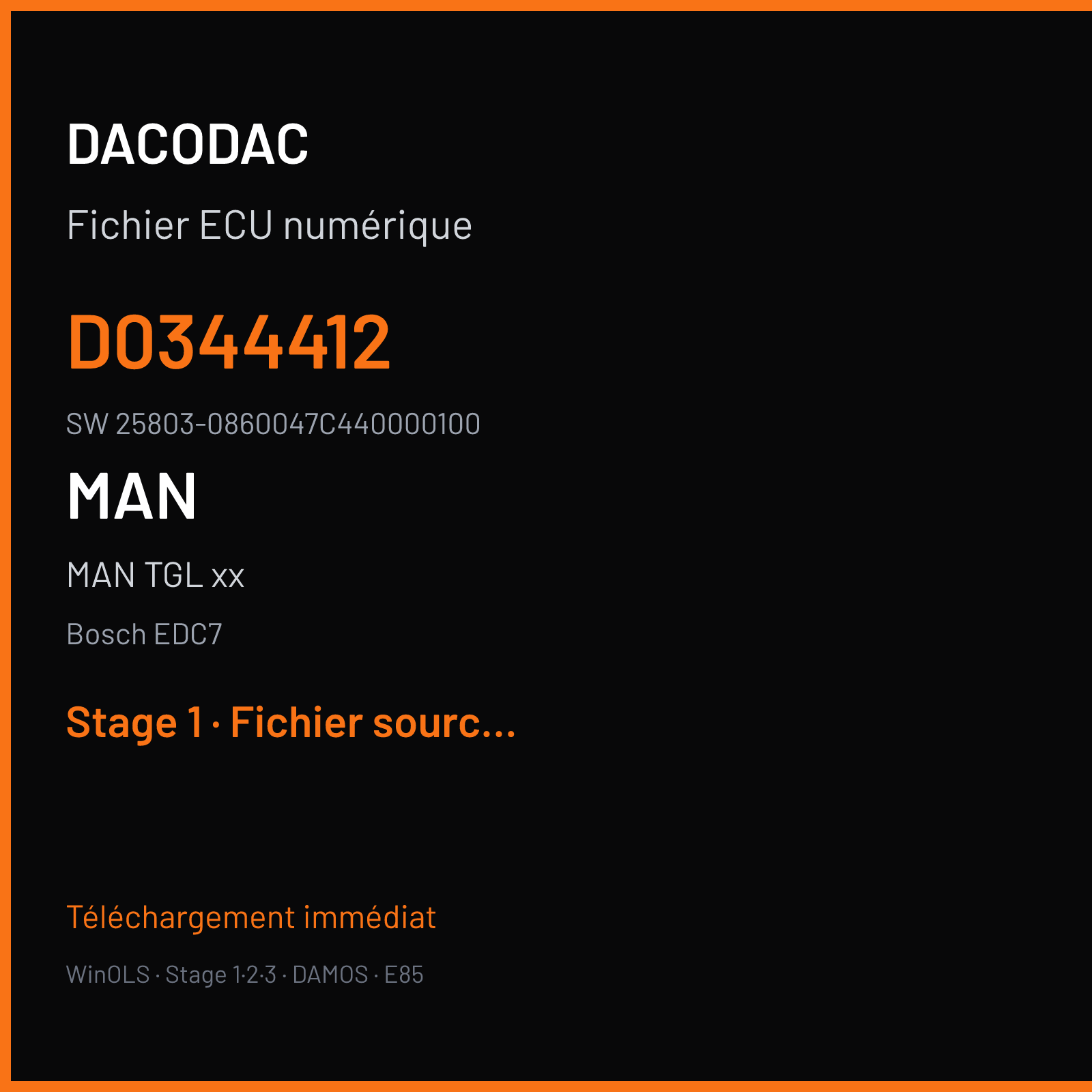MAN TGL xx (2005) — Bosch EDC7 — D0344412 · 25803-0860047C440000100 · D0834LFL65 — Stage 1