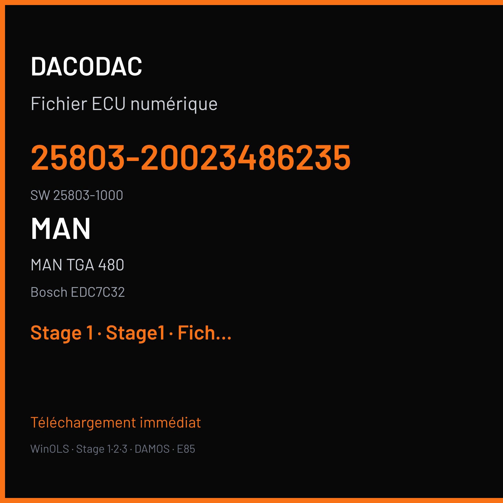 MAN TGA 480 (2009) — Bosch EDC7C32 — 25803-20023486235 · 25803-1000 — Stage 1