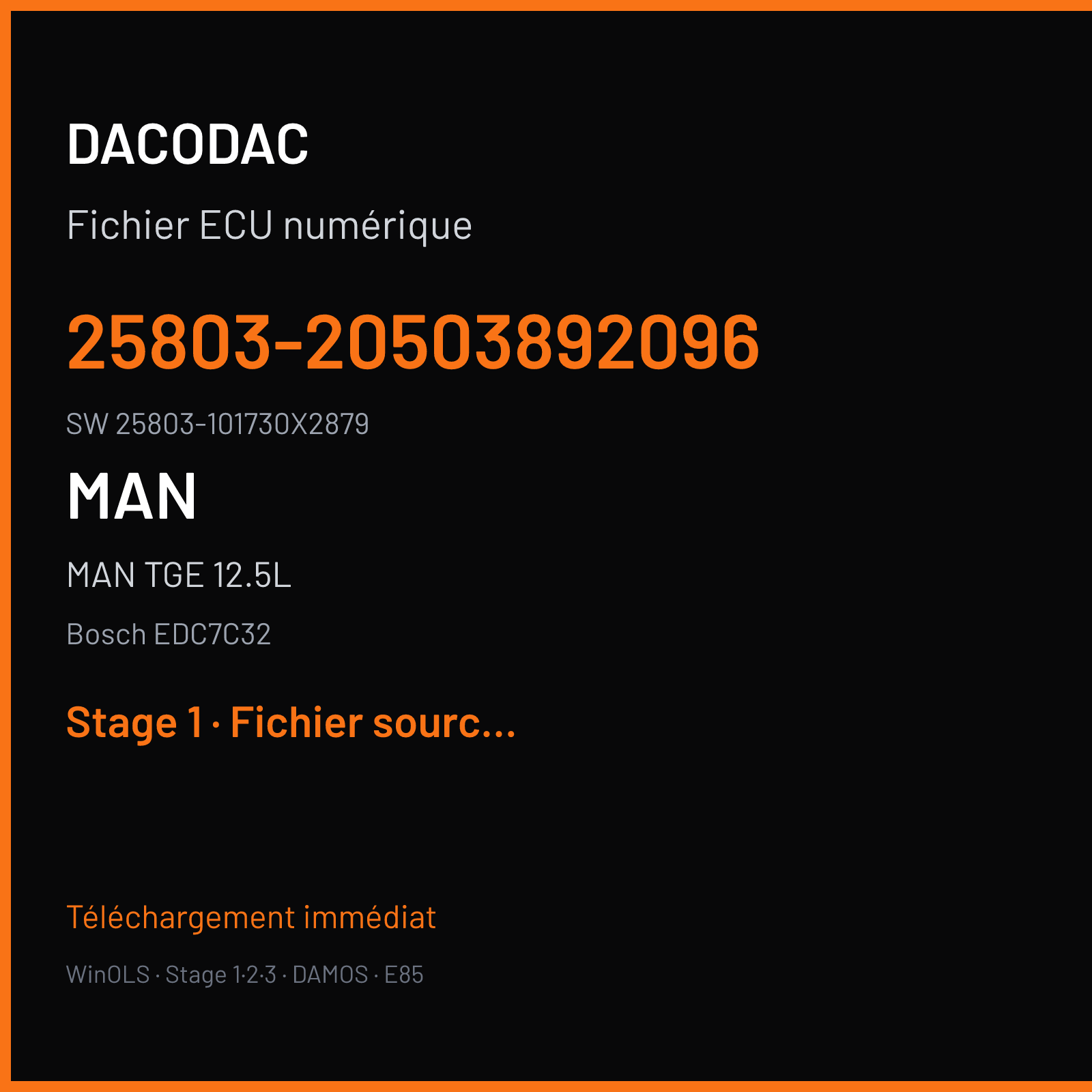 MAN TGE 12.5L 540 ch (2014) — Bosch EDC7C32 — 25803-20503892096 · 25803-101730X2879 · 25803-368251 — Stage 1