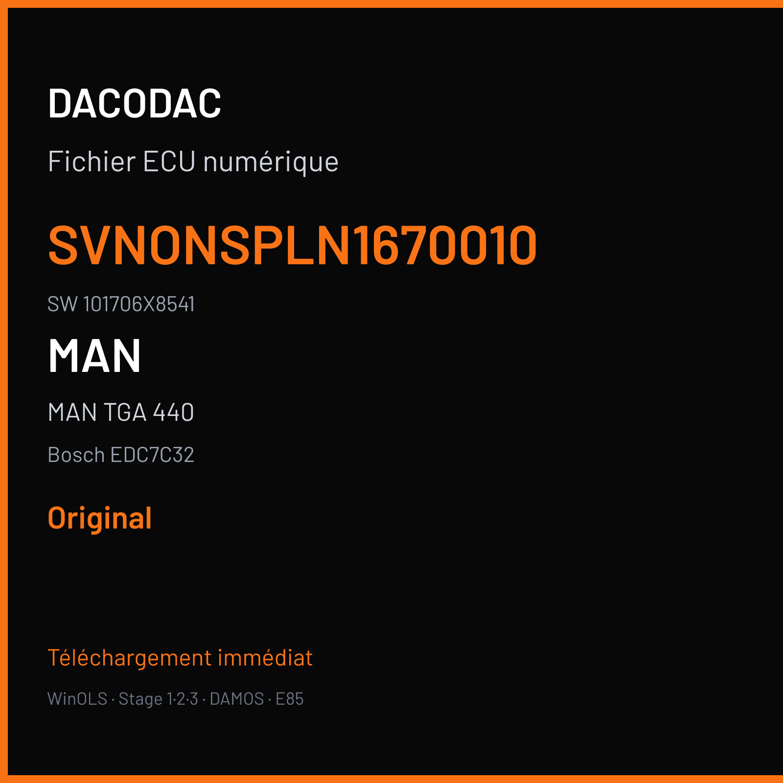 MAN TGA 440 440 ch (2008) — Bosch EDC7C32 — SVNONSPLN1670010 · 101706X8541 — Original
