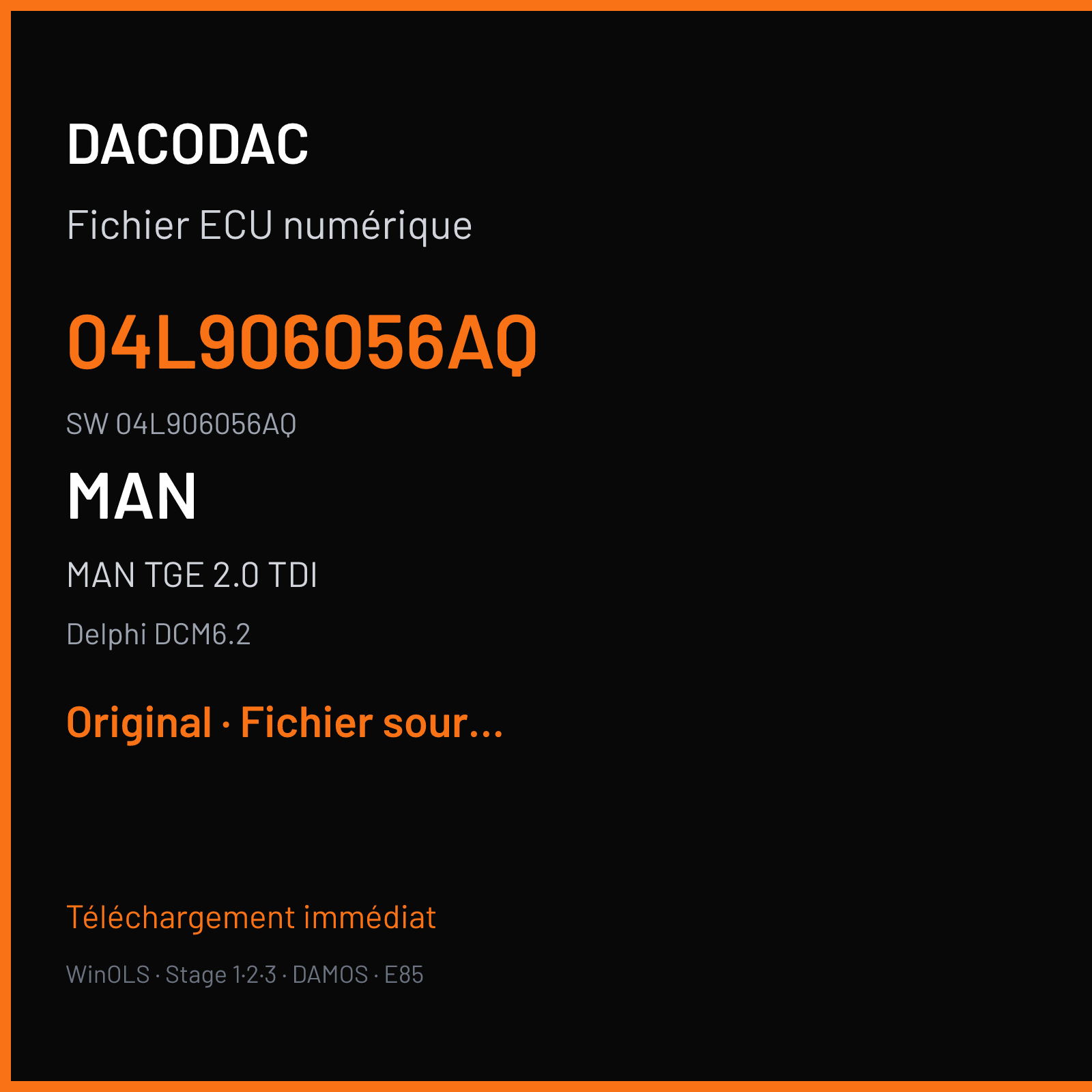 MAN TGE 2.0 TDI 102 ch — Delphi DCM6.2 — 04L906056AQ · 04L906056AQ — Original