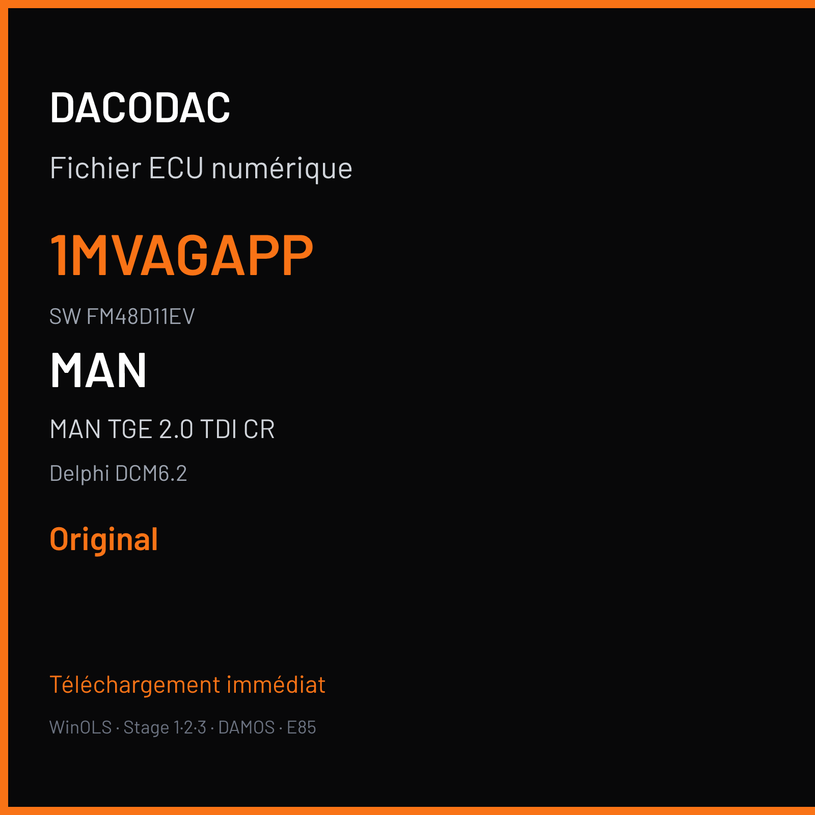 MAN TGE 2.0 TDI CR 177 ch (2021) — Delphi DCM6.2 — 1MVAGAPP · FM48D11EV · ECM20BTD03004L906056SH 04L906056SH — Original