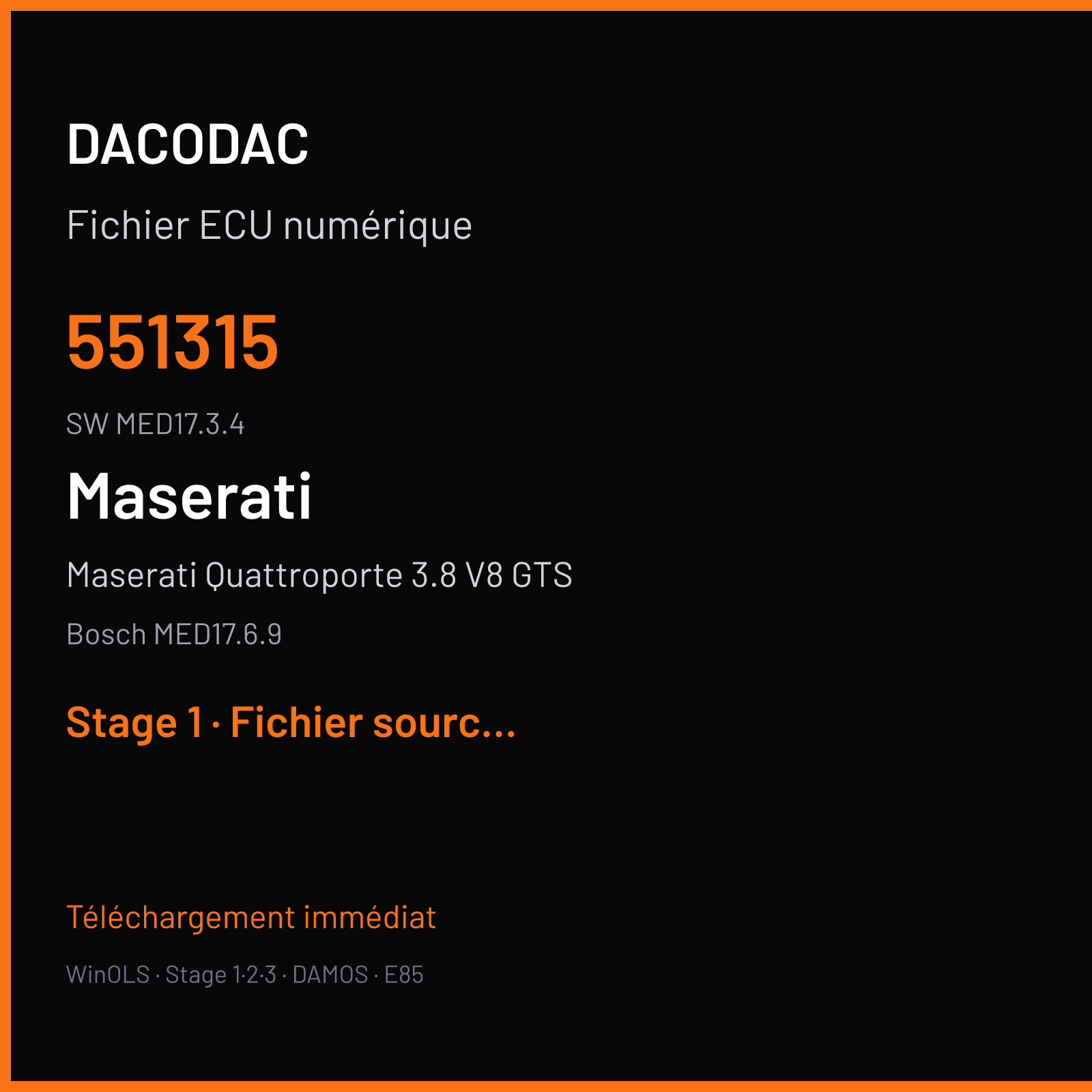 Maserati Quattroporte 3.8 V8 GTS (2018) — Bosch MED17.6.9 — 551315 · MED17.3.4 — Stage 1