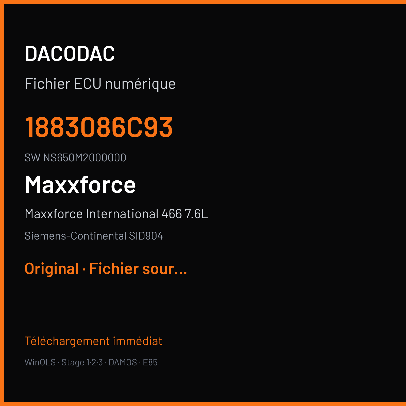 Maxxforce International 466 7.6L (2012) — Siemens-Continental SID904 — 1883086C93 · NS650M2000000 — Original