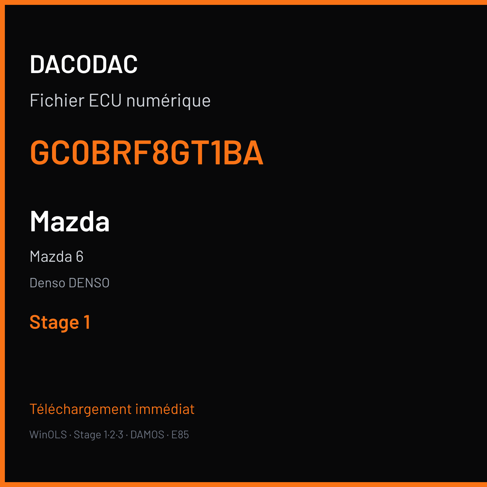 Mazda 6 (2009) — Denso DENSO — GC0BRF8GT1BA — Stage 1