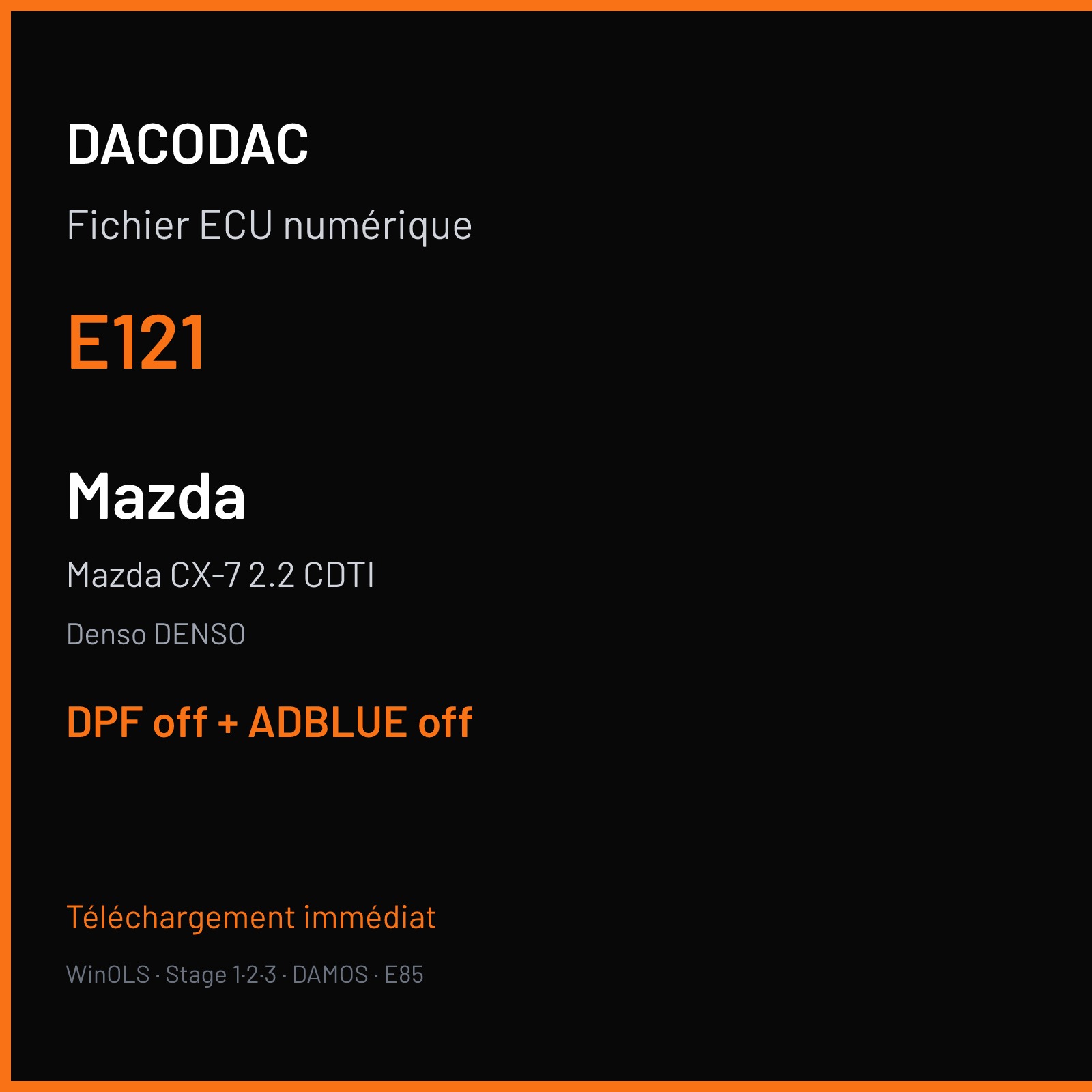 Mazda CX-7 2.2 CDTI (2014) — Denso DENSO — E121 — DPF off + ADBLUE off