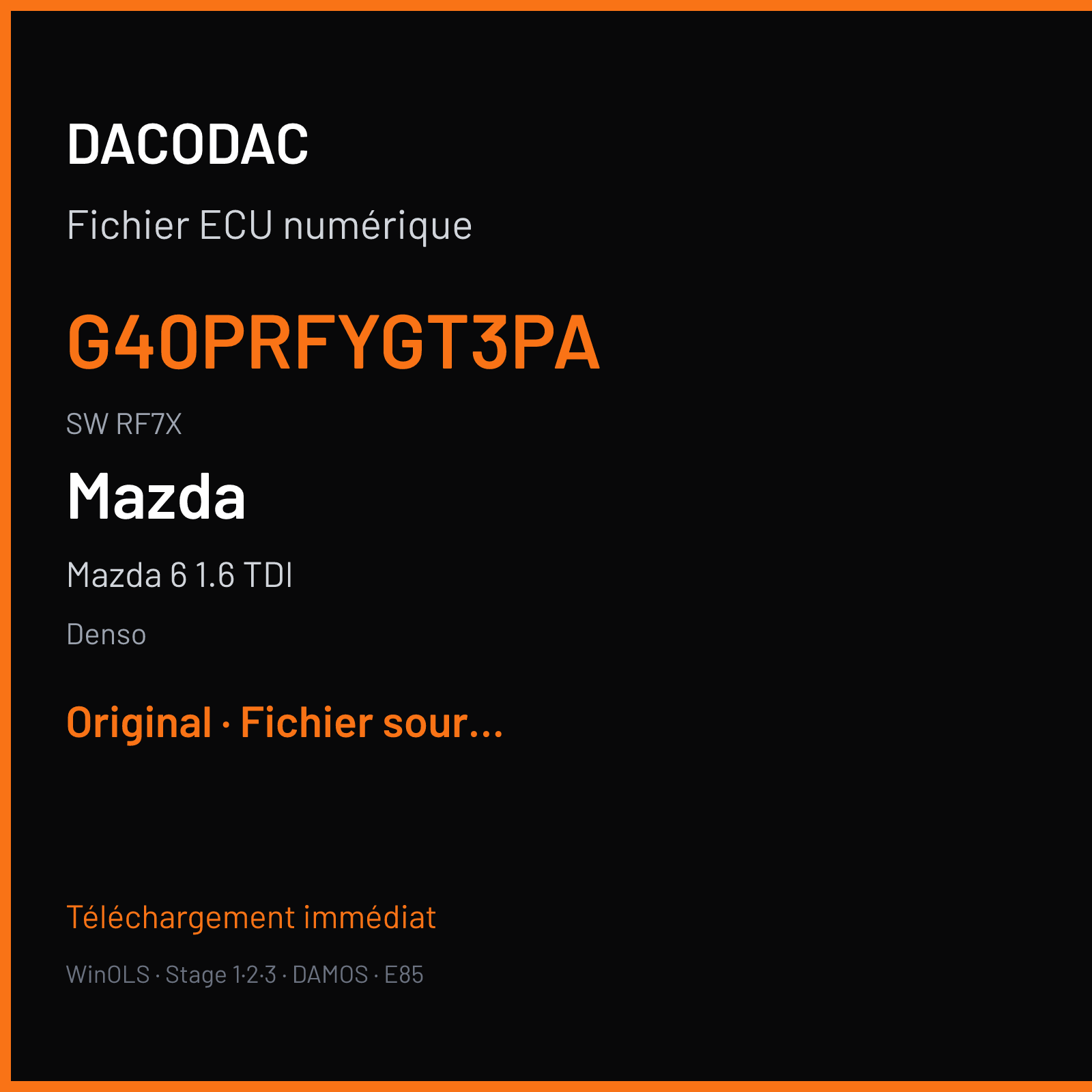 Mazda 6 1.6 TDI (2007) — Denso — G40PRFYGT3PA · RF7X — Original
