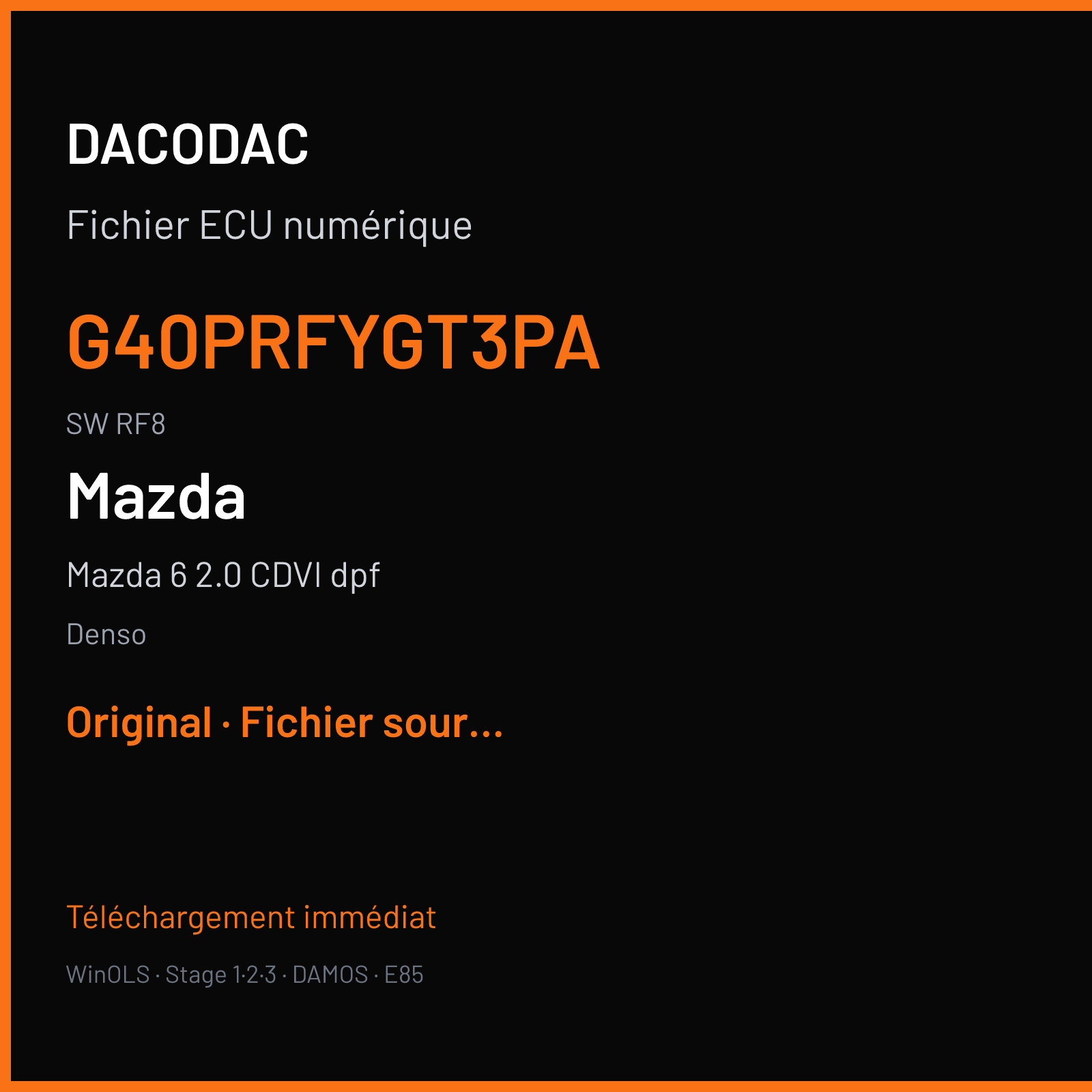 Mazda 6 2.0 CDVI dpf (2016) — Denso — G40PRFYGT3PA · RF8 — Original