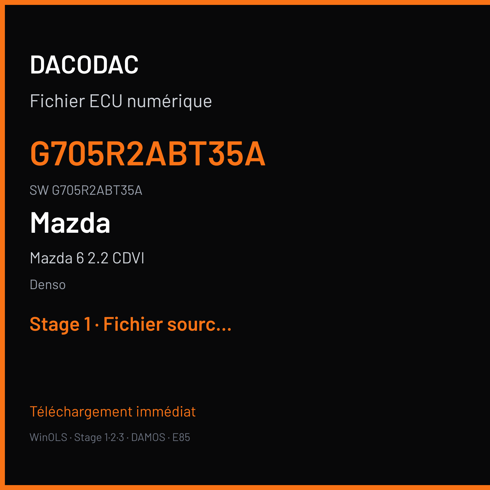 Mazda 6 2.2 CDVI (2009) — Denso — G705R2ABT35A · G705R2ABT35A — Stage 1