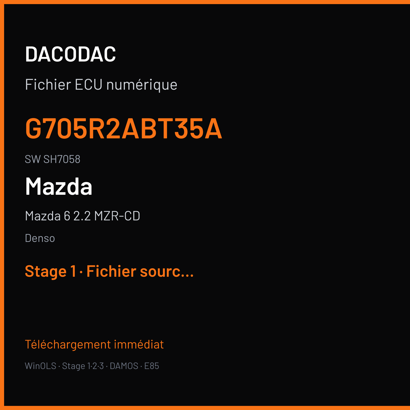 Mazda 6 2.2 MZR-CD (2009) — Denso — G705R2ABT35A · SH7058 — Stage 1