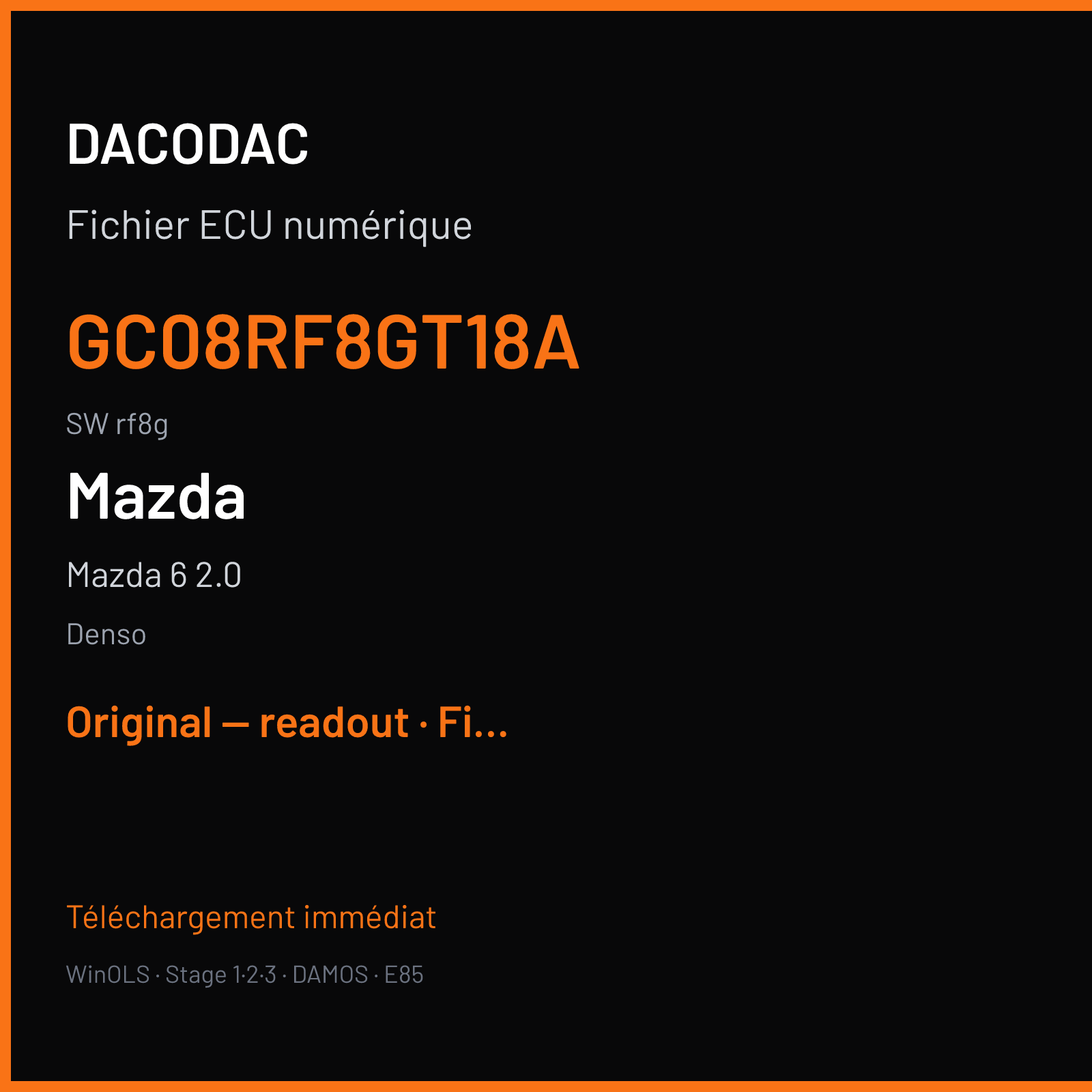 Mazda 6 2.0 (2008) — Denso — GC08RF8GT18A · rf8g — Original — readout