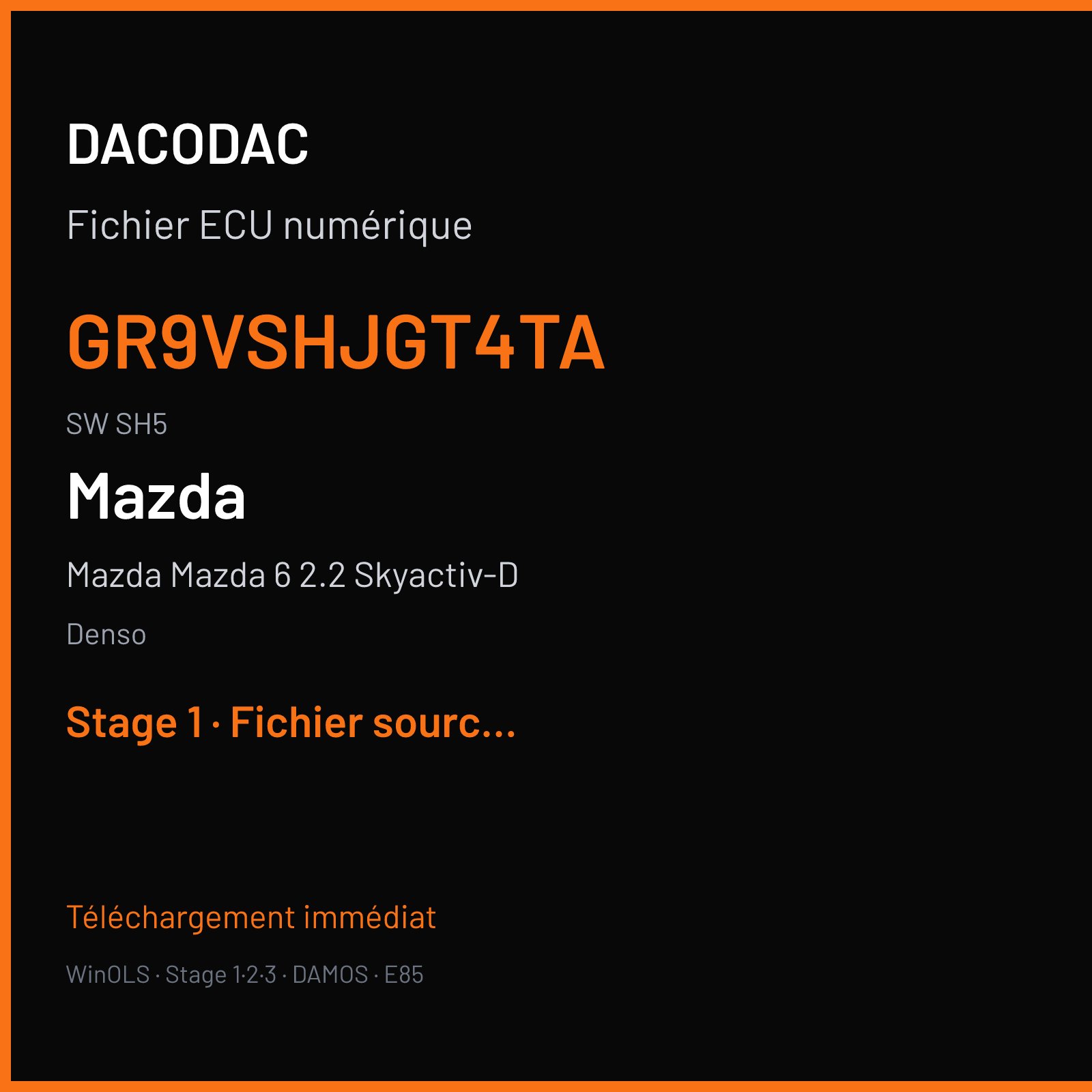 Mazda Mazda 6 2.2 Skyactiv-D (2018) — Denso — GR9VSHJGT4TA · SH5 — Stage 1