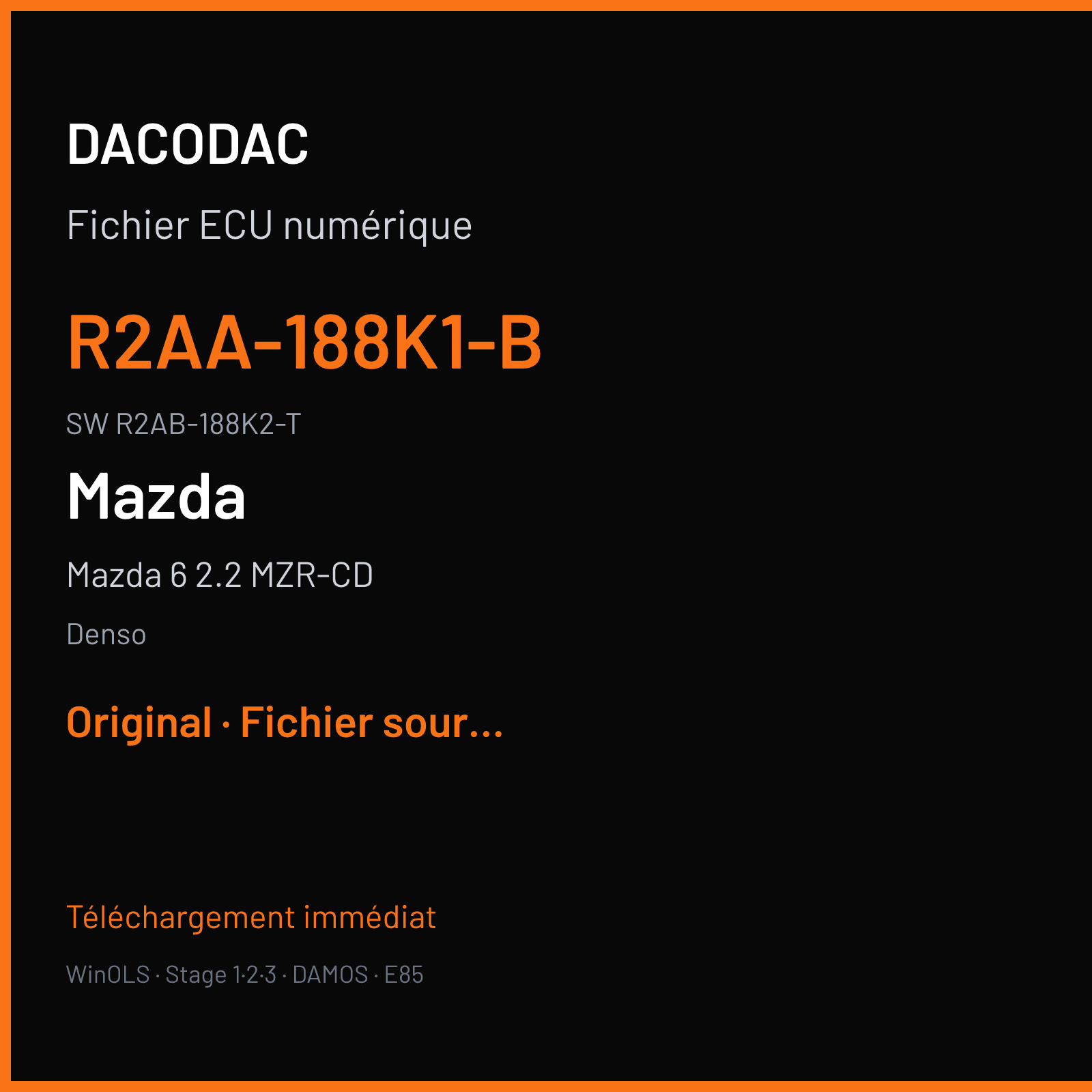 Mazda 6 2.2 MZR-CD 163 ch (2009) — Denso — R2AA-188K1-B · R2AB-188K2-T · R2AB-18881-T SH7058 — Original