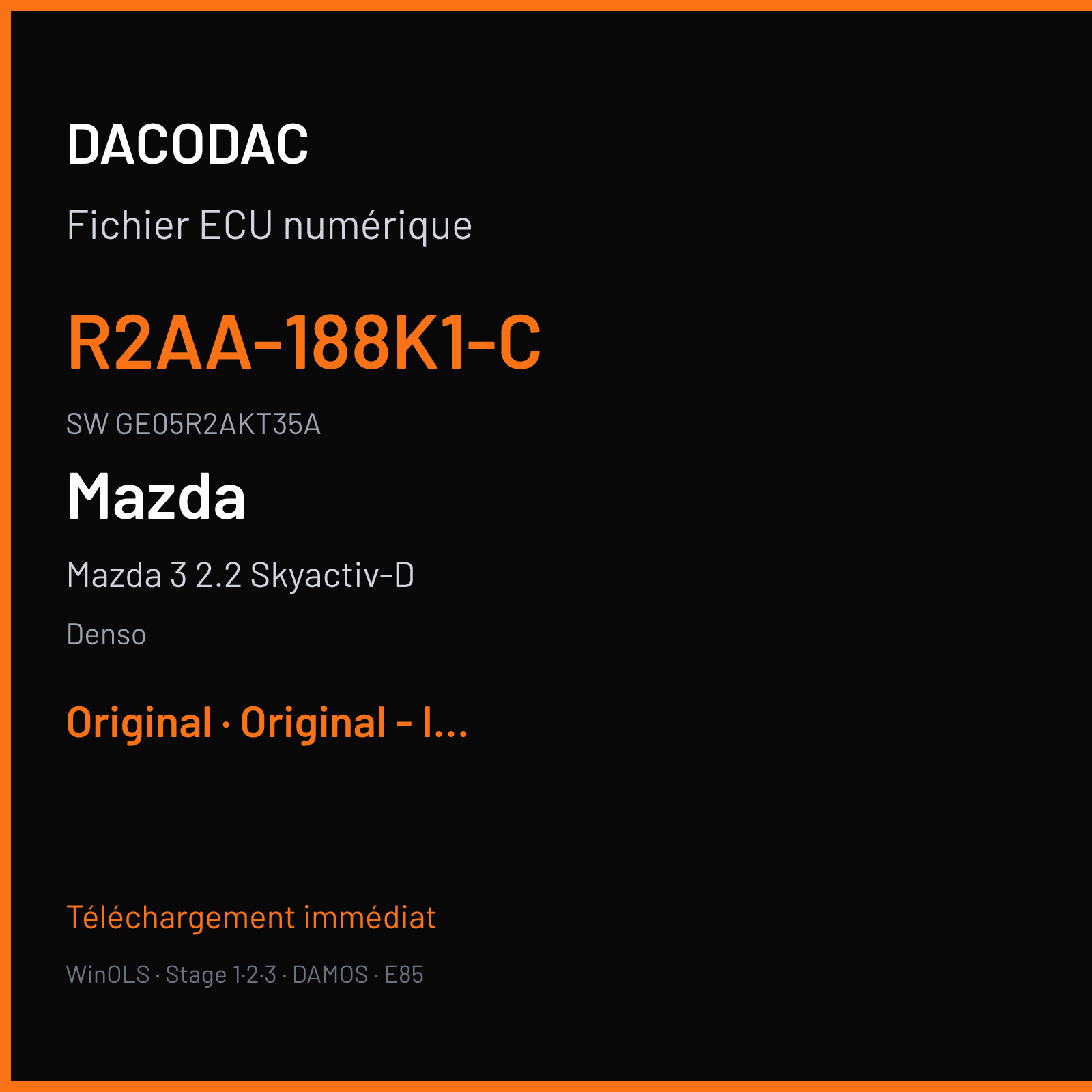 Mazda 3 2.2 Skyactiv-D 185 ch (2012) — Denso — R2AA-188K1-C · GE05R2AKT35A — Original