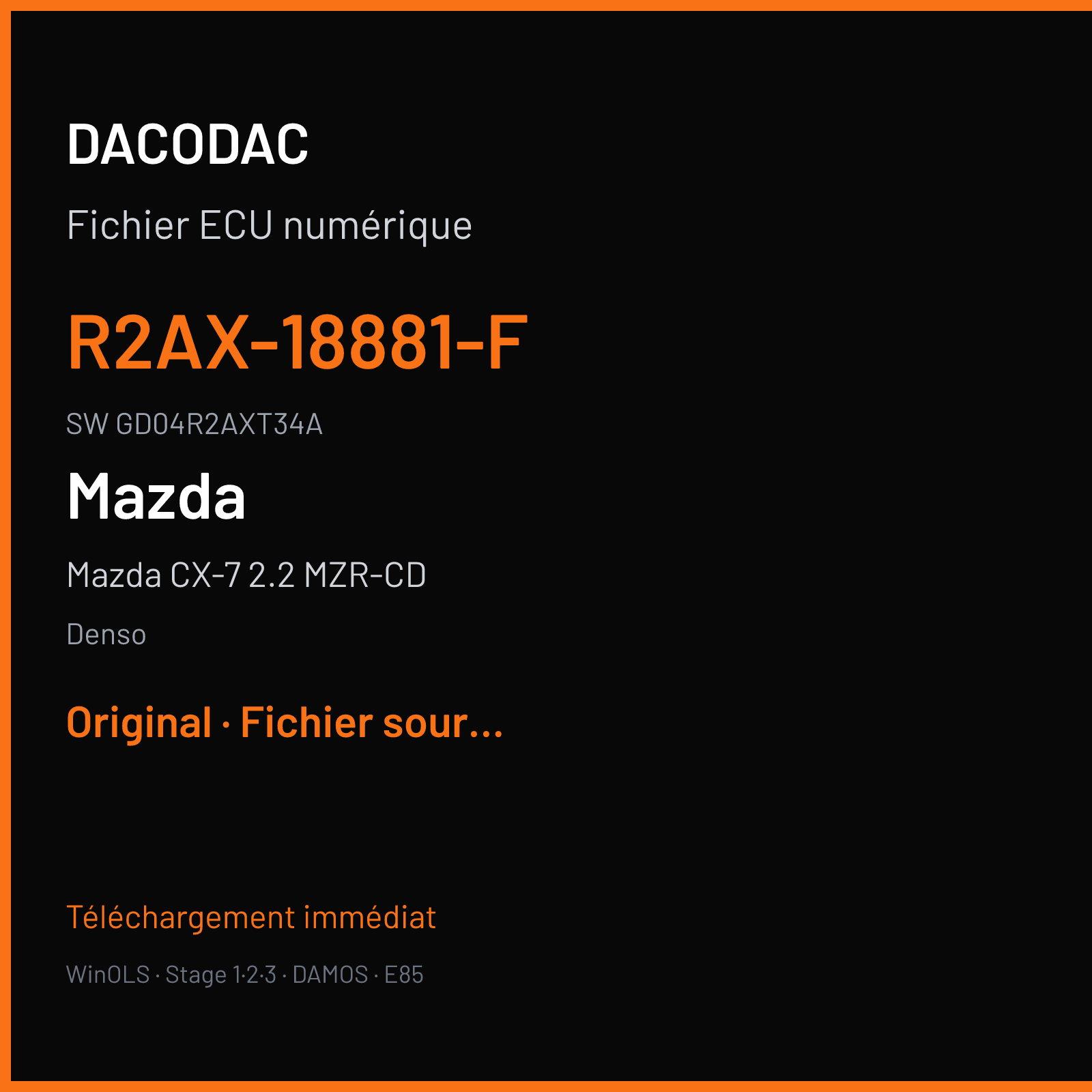 Mazda CX-7 2.2 MZR-CD 173 ch (2010) — Denso — R2AX-18881-F · GD04R2AXT34A · R2AXEF000R2D6060 — Original