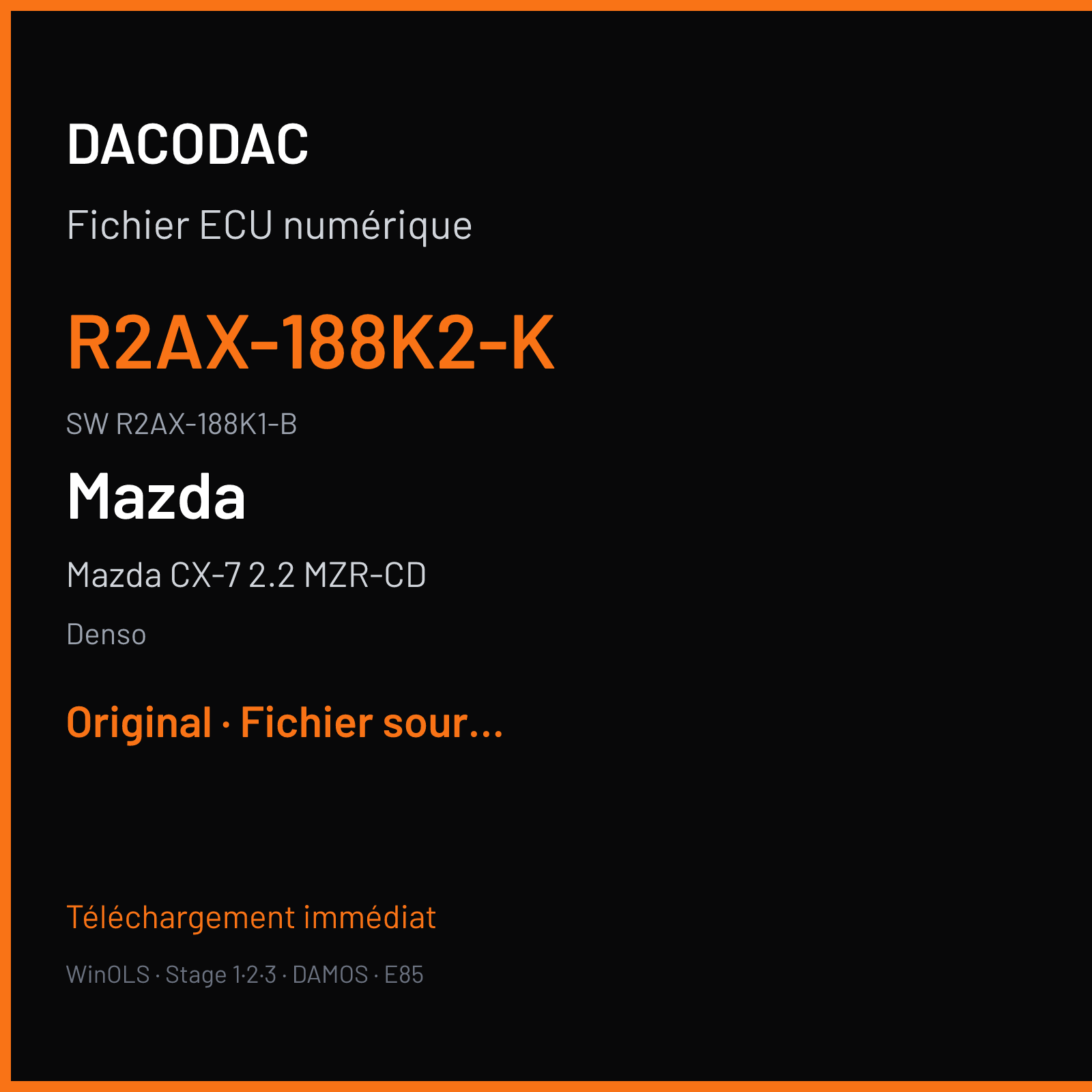 Mazda CX-7 2.2 MZR-CD 173 ch (2012) — Denso — R2AX-188K2-K · R2AX-188K1-B · GD07R2AXT37A RA2 — Original