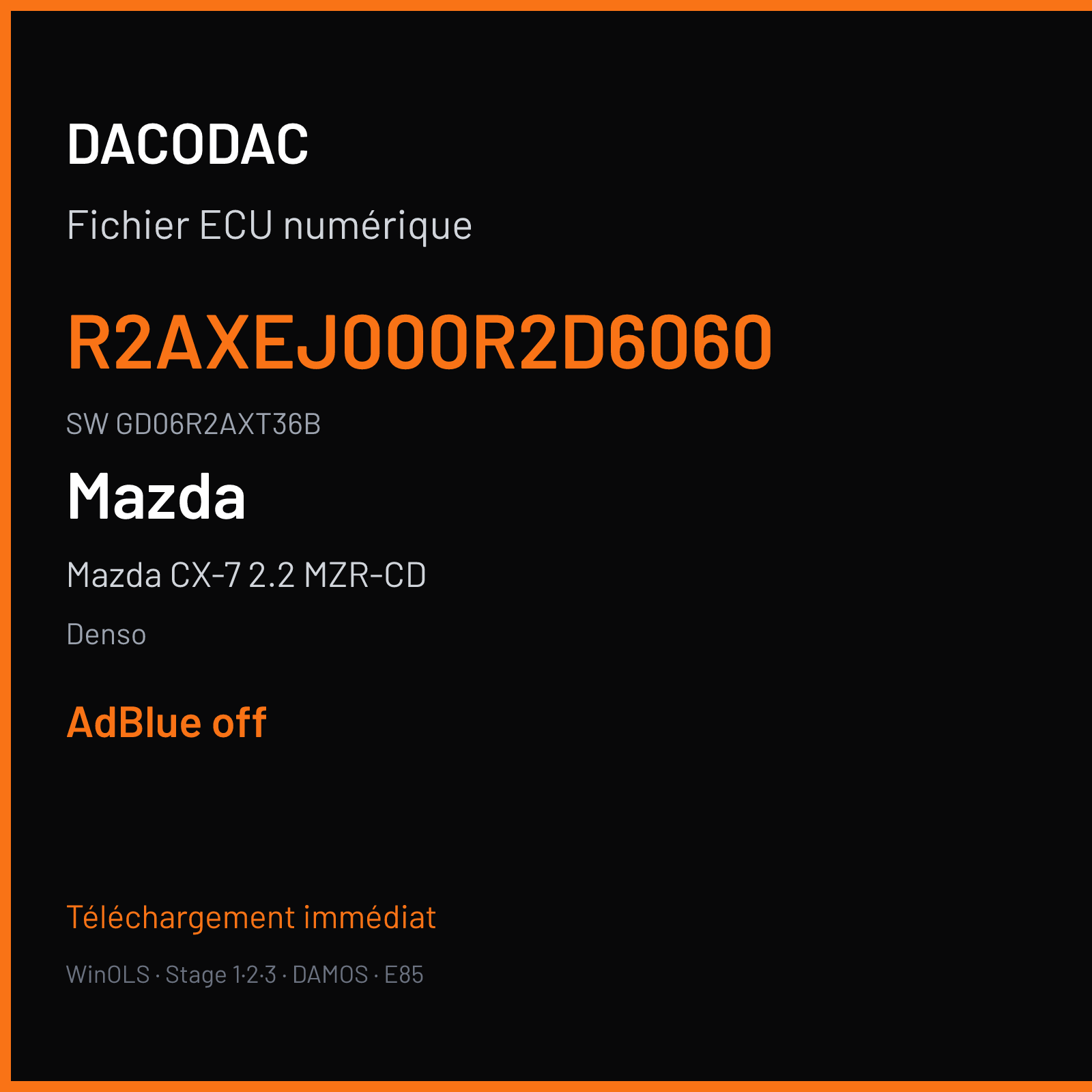 Mazda CX-7 2.2 MZR-CD 177 ch (2011) — Denso — R2AXEJ000R2D6060 · GD06R2AXT36B · GD06R2AXT36B undefinied — ADBLUE off