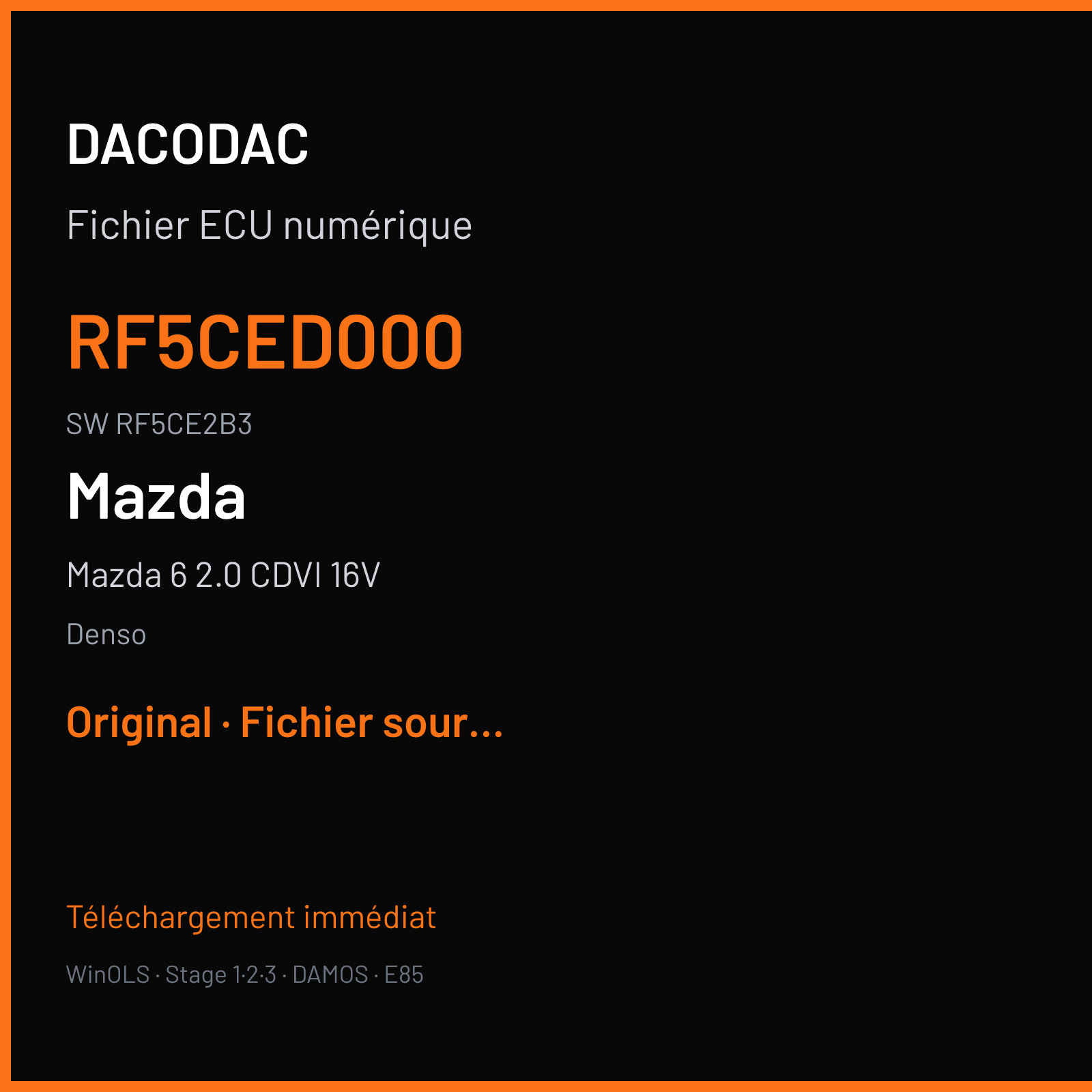Mazda 6 2.0 CDVI 16V (2004) — Denso — RF5CED000 · RF5CE2B3 — Original
